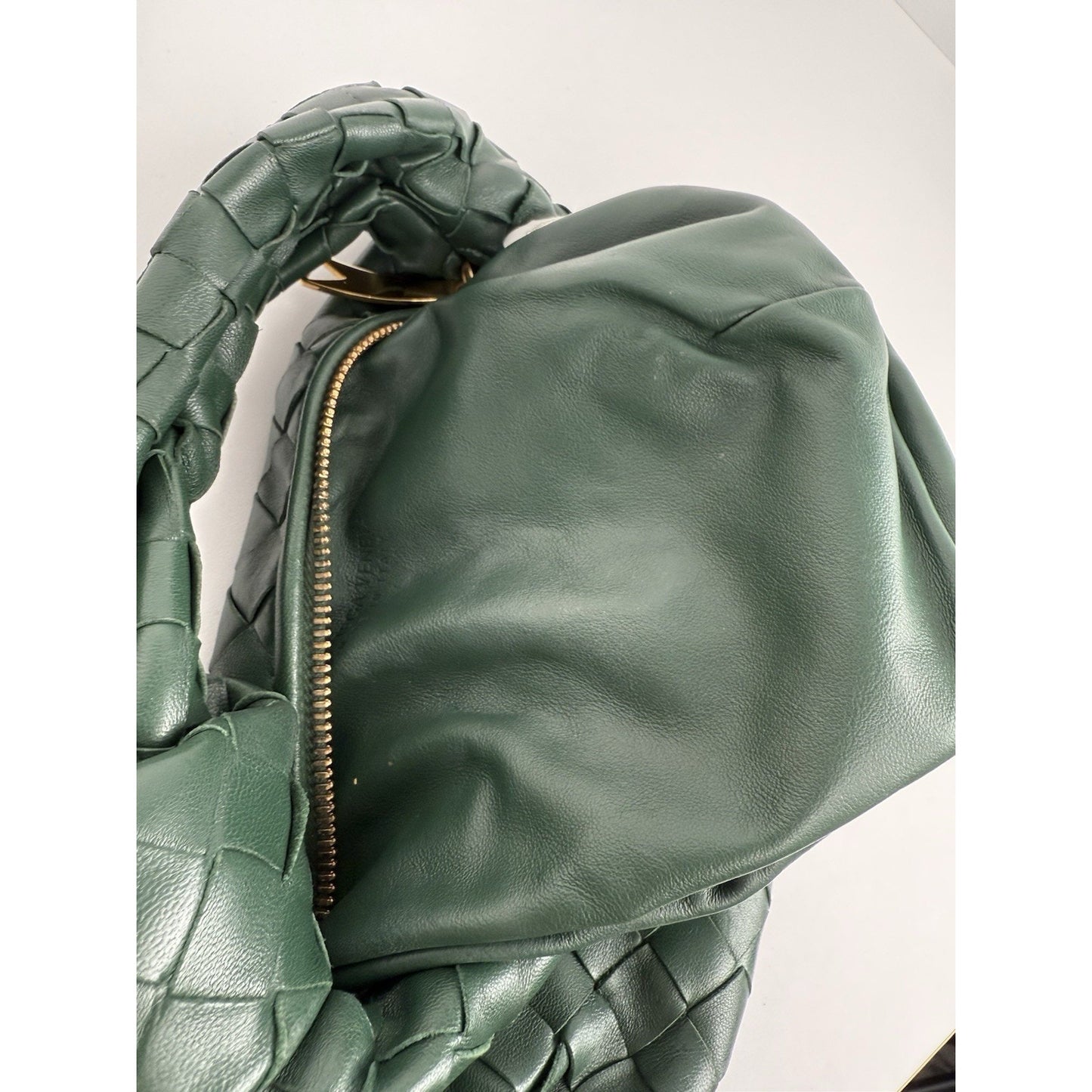 BOTTEGA VENETA Jodi Mini Hobo Green Intereciato Nappa Candy Top Handle Bag