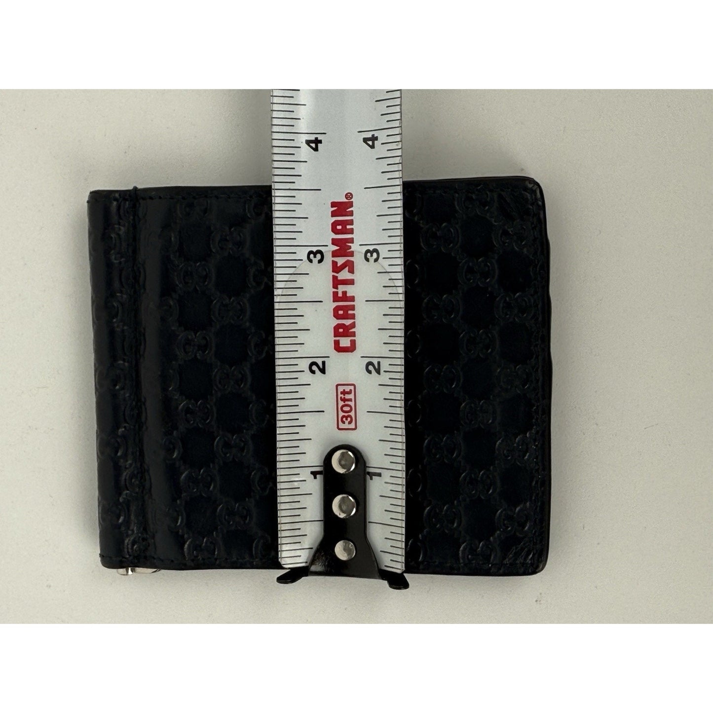 Gucci Guccissima Black Leather Money Clip Card Holder
