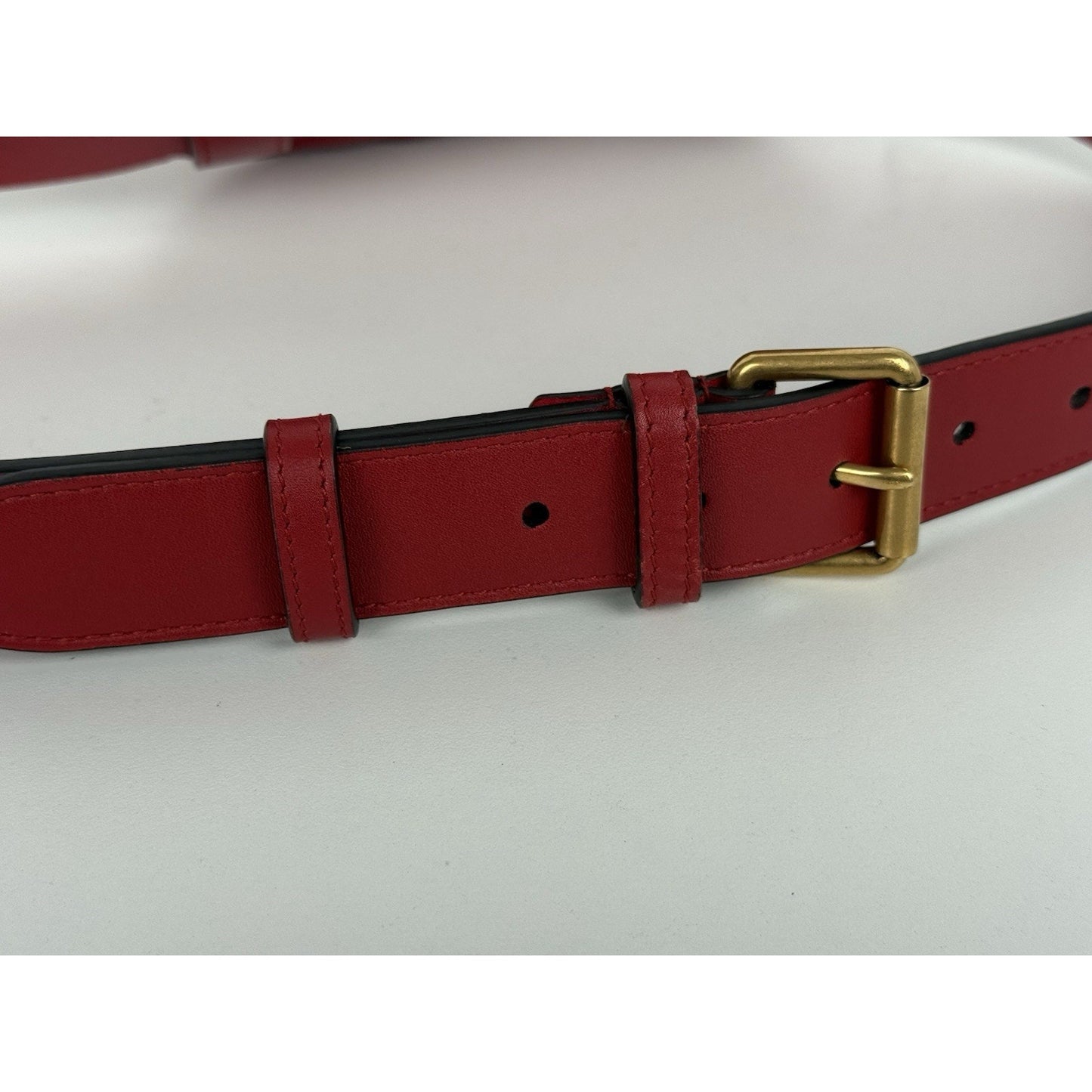 Gucci Marmont Red Leather Interlocking G Oval Belt Bag 75/30