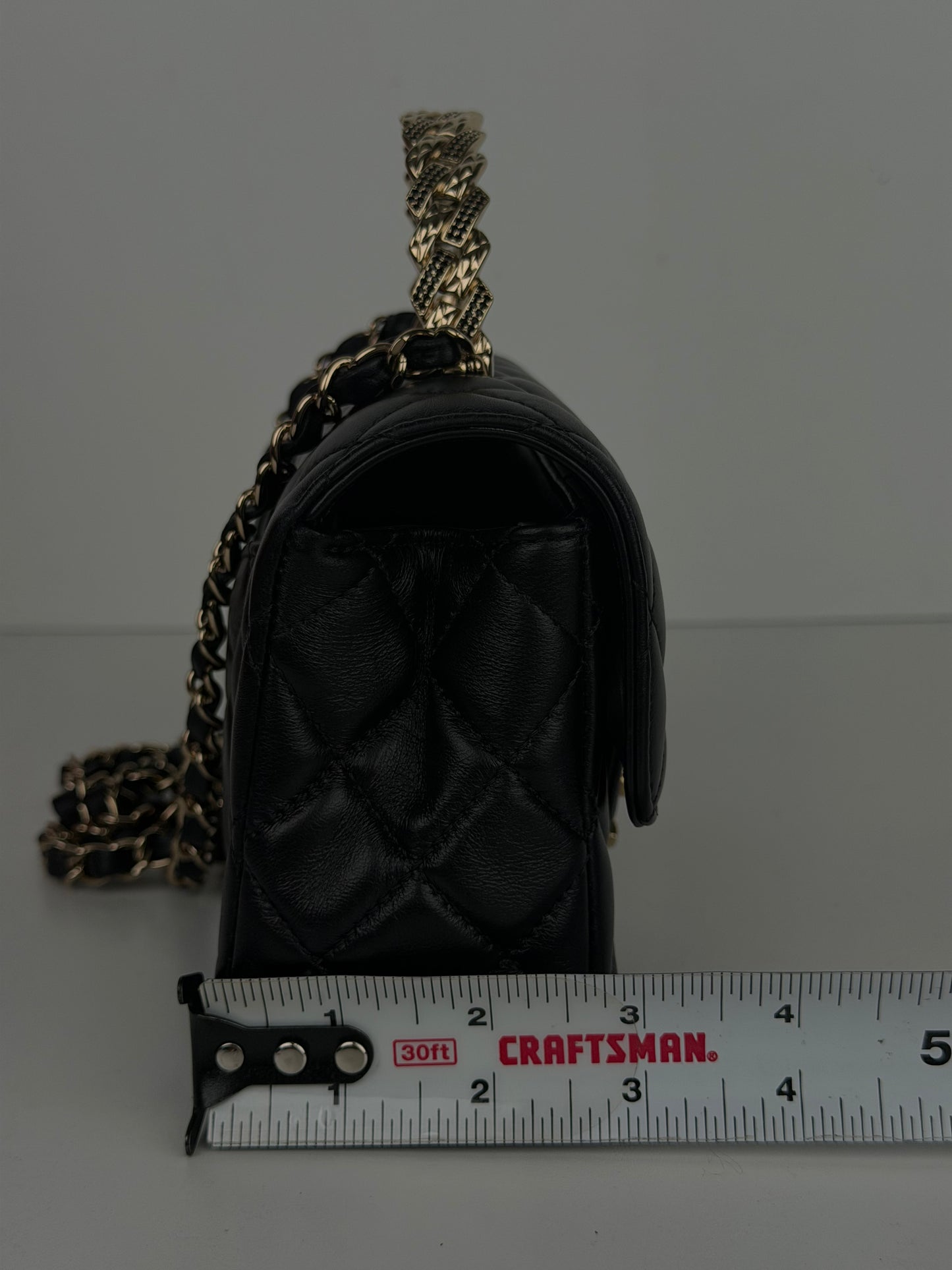 Chanel Mini Crystal Crossbody Top Handle Bag in Black Lambskin Quilted Leather NFC YC-1