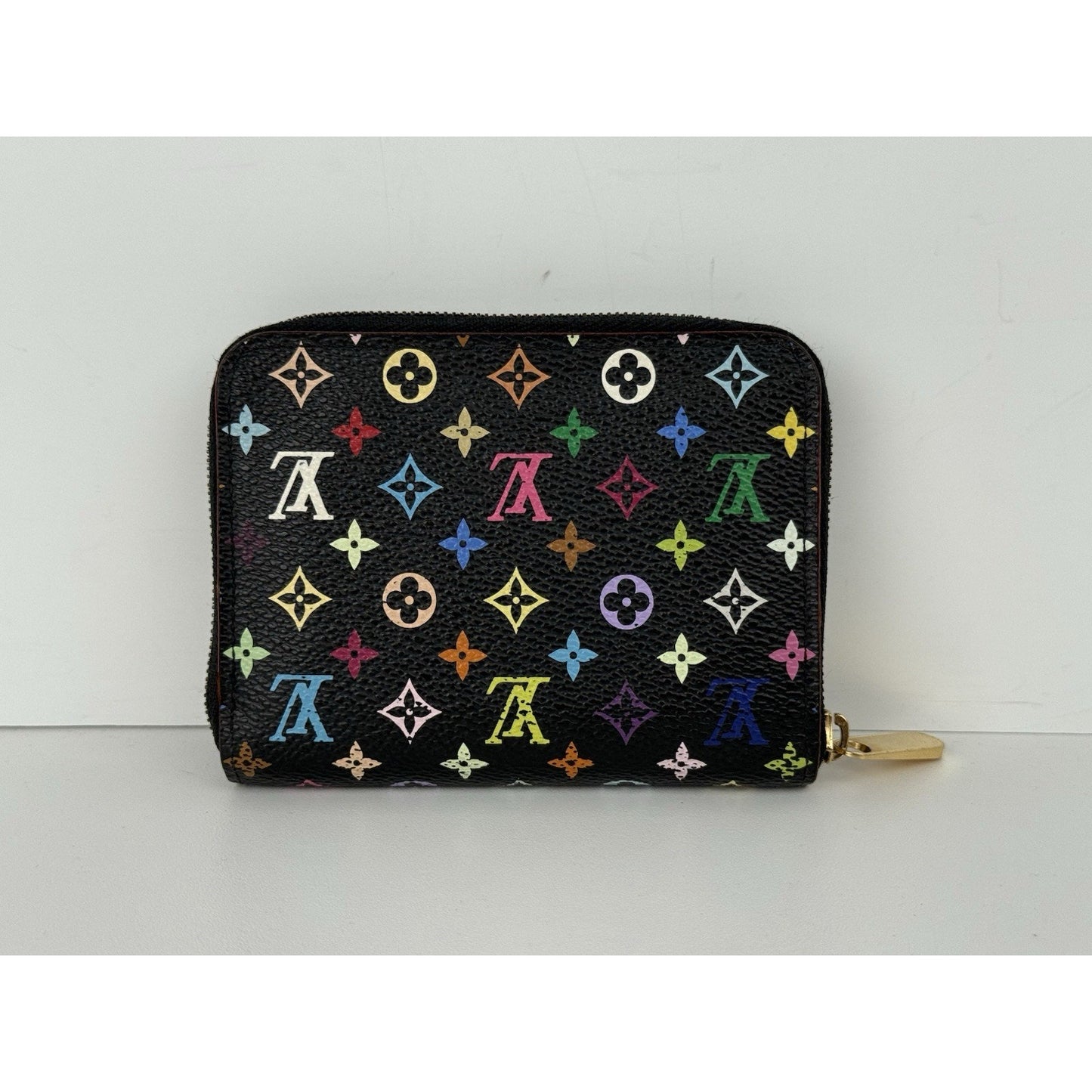 Louis Vuitton Multicolor Zippy Coin Purse Wallet Black with Gold Hardware