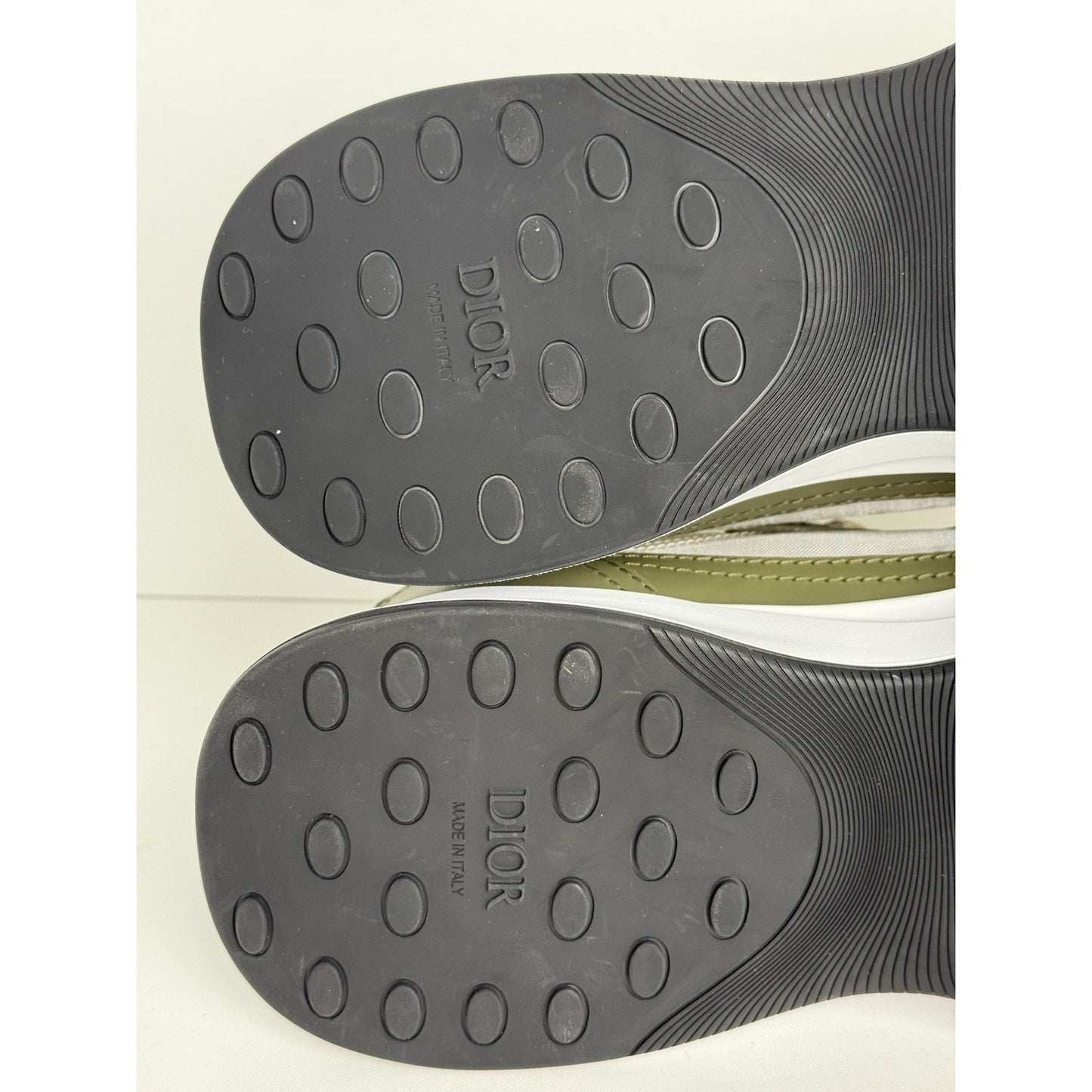 Dior Men’s Sneakers with Green Leather Accents, Size 42