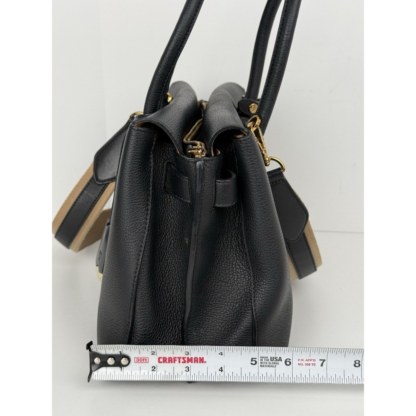 MCM Metallic Grained Black Calfskin Medium Milla Tote Spike Silver