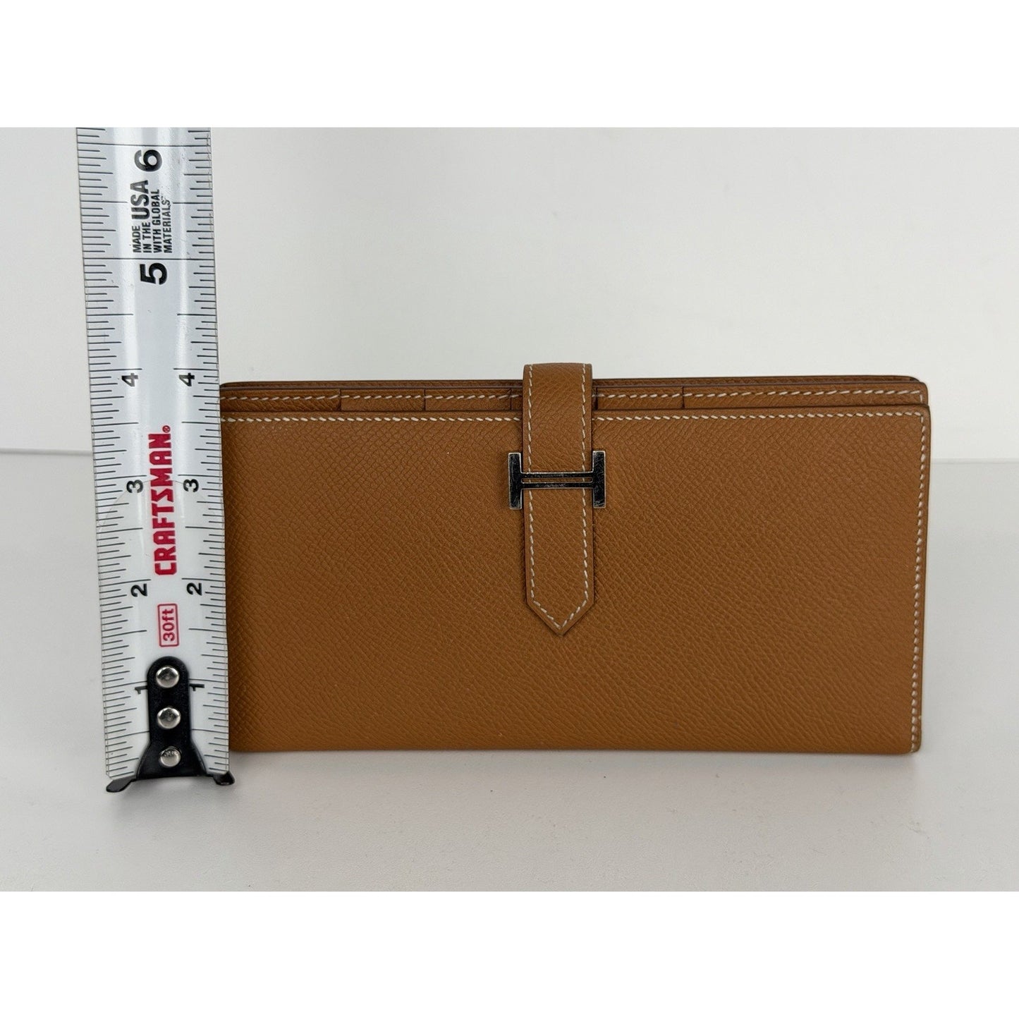 Hermes Bearn Soufflet Long Wallet in Gold Epsom Leather 2022