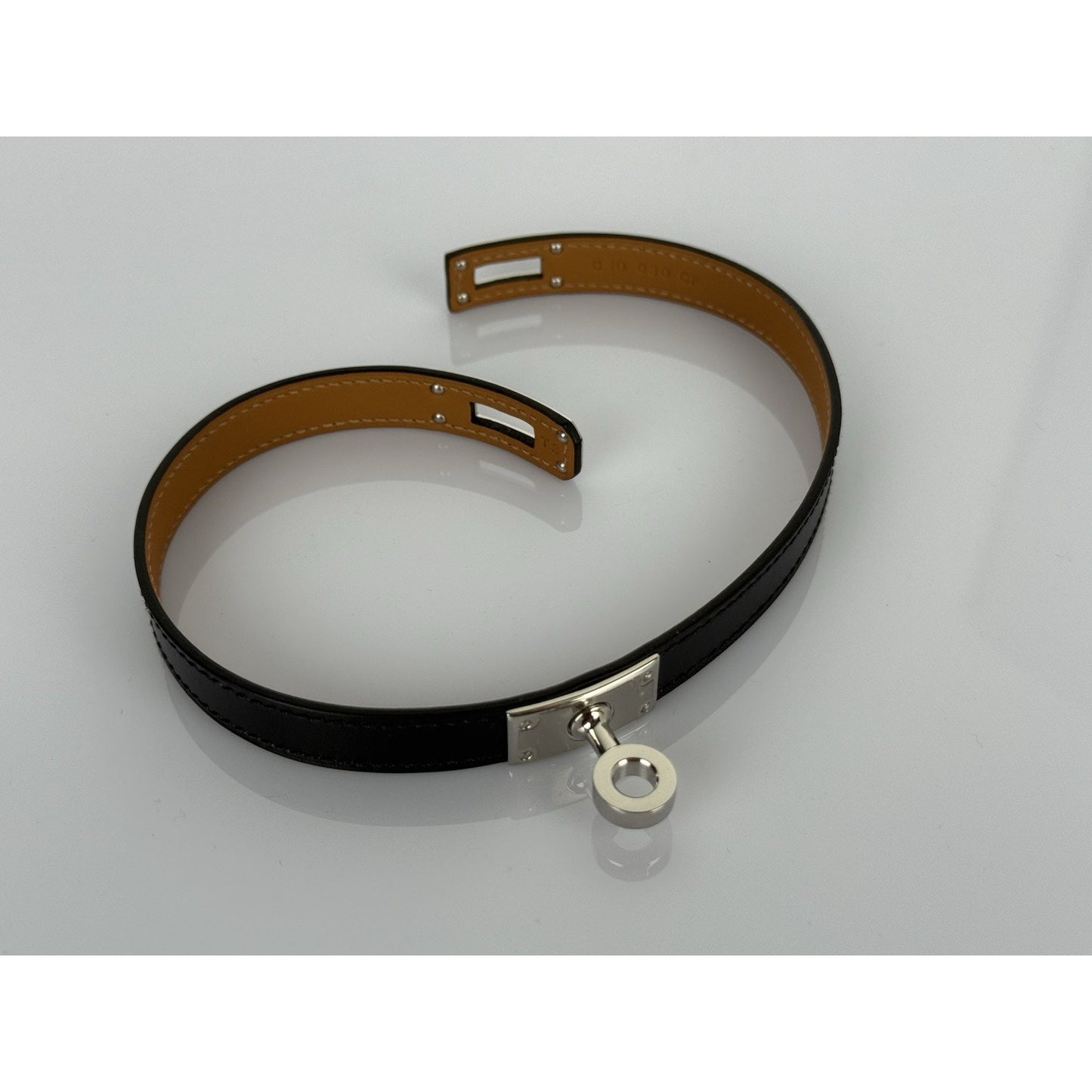 HERMES Kelly Double Tour Black Swift Silver Hardware Leather Bracelet Size 6 in
