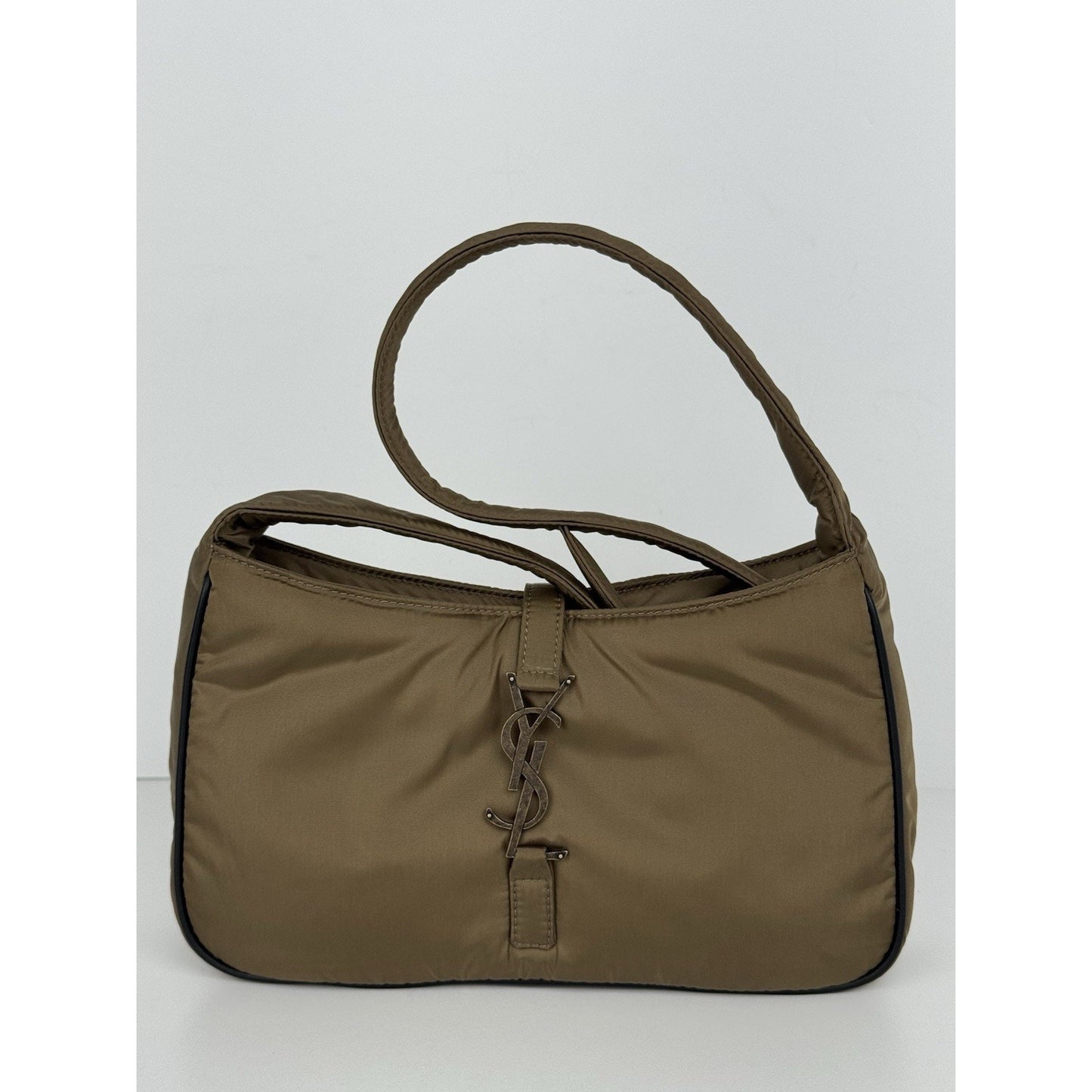 Saint Laurent Le 5 À 7 Hobo Bag Green Econyl Nylon with Bronze Hardware C-6