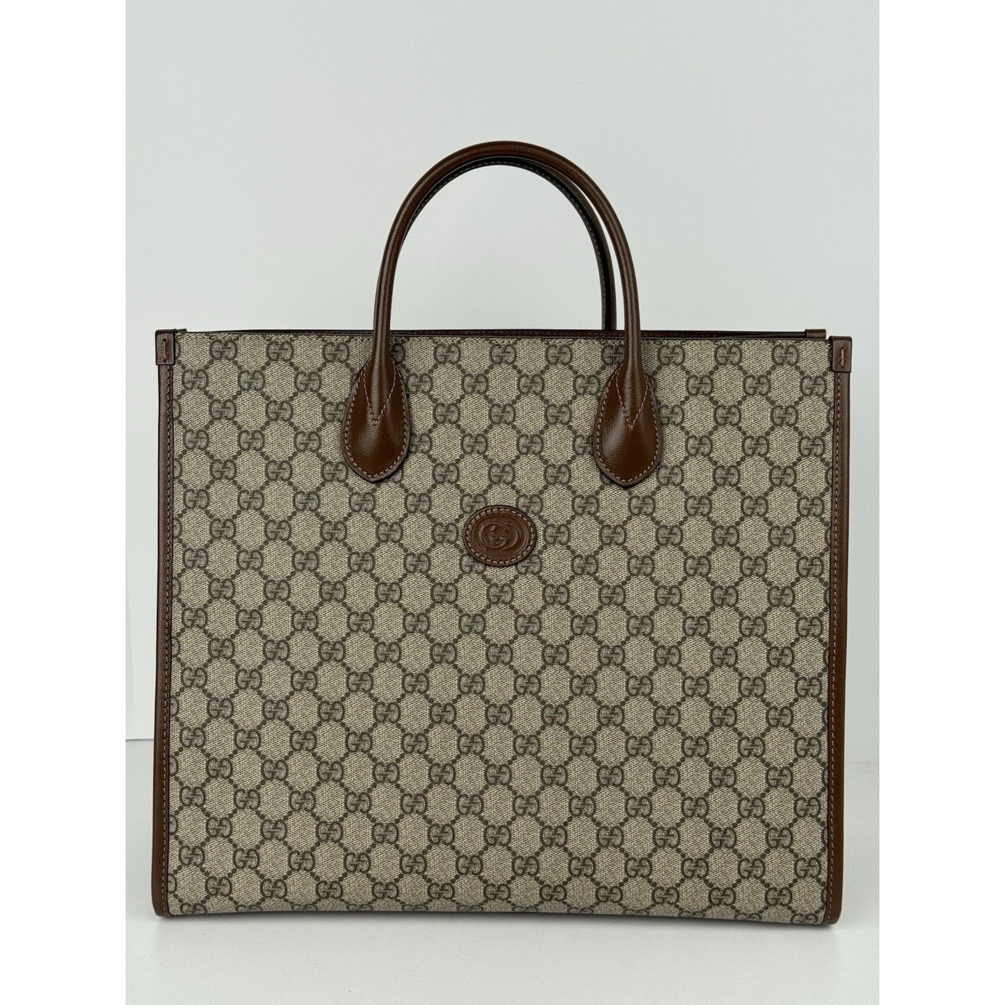 Gucci Interlocking G Tote And Shoulder Bag Women Brown Canvas