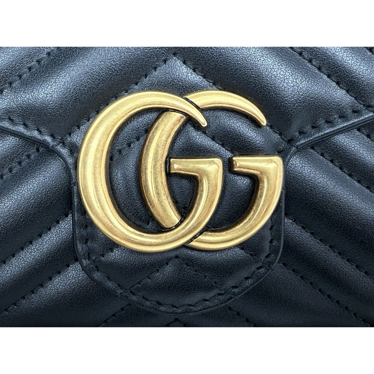 Gucci GG Marmont Black Matelassé Leather Shoulder Bag with Gold Chain