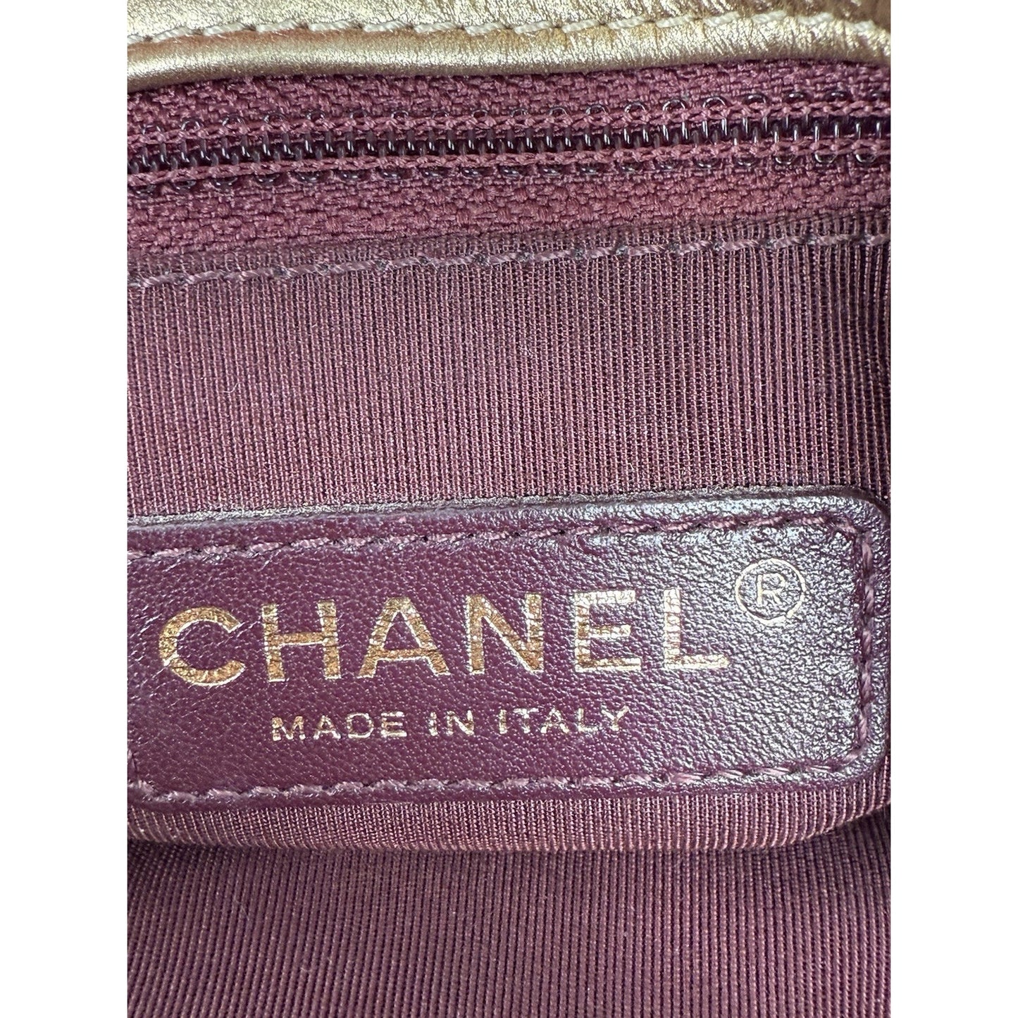 CHANEL Metallic Gold Lambskin Fish Skin Pattern Laser Cut Small Shoulder Bag