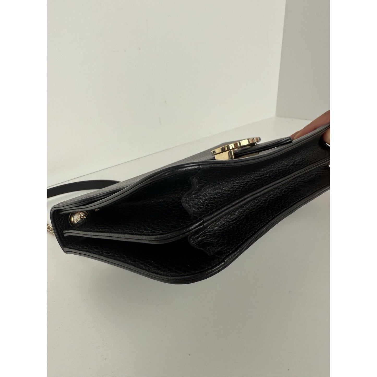 GUCCI Interlocking G Shoulder Bag Black Calfskin
