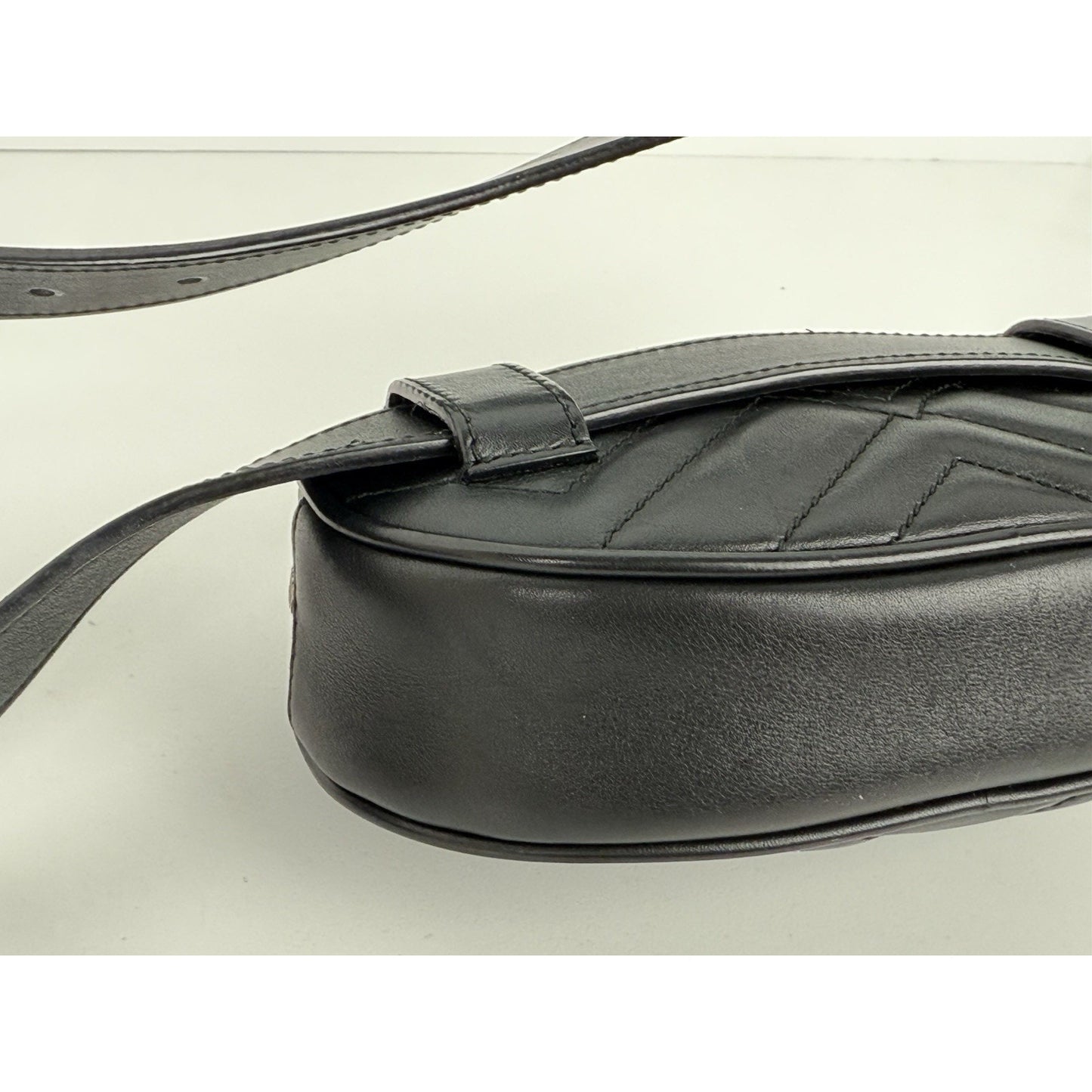 Gucci GG Marmont Black Matelasse Leather Belt Bag