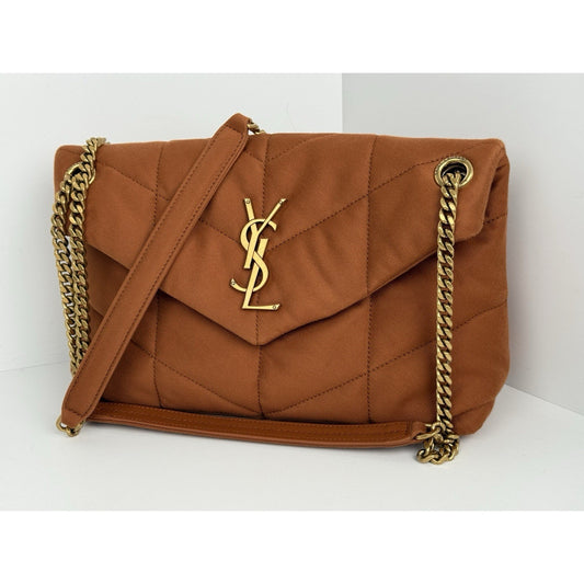 Saint Laurent Loulou Small Shoulder Bag in Celosia Orange Quilted Fabric (2024)