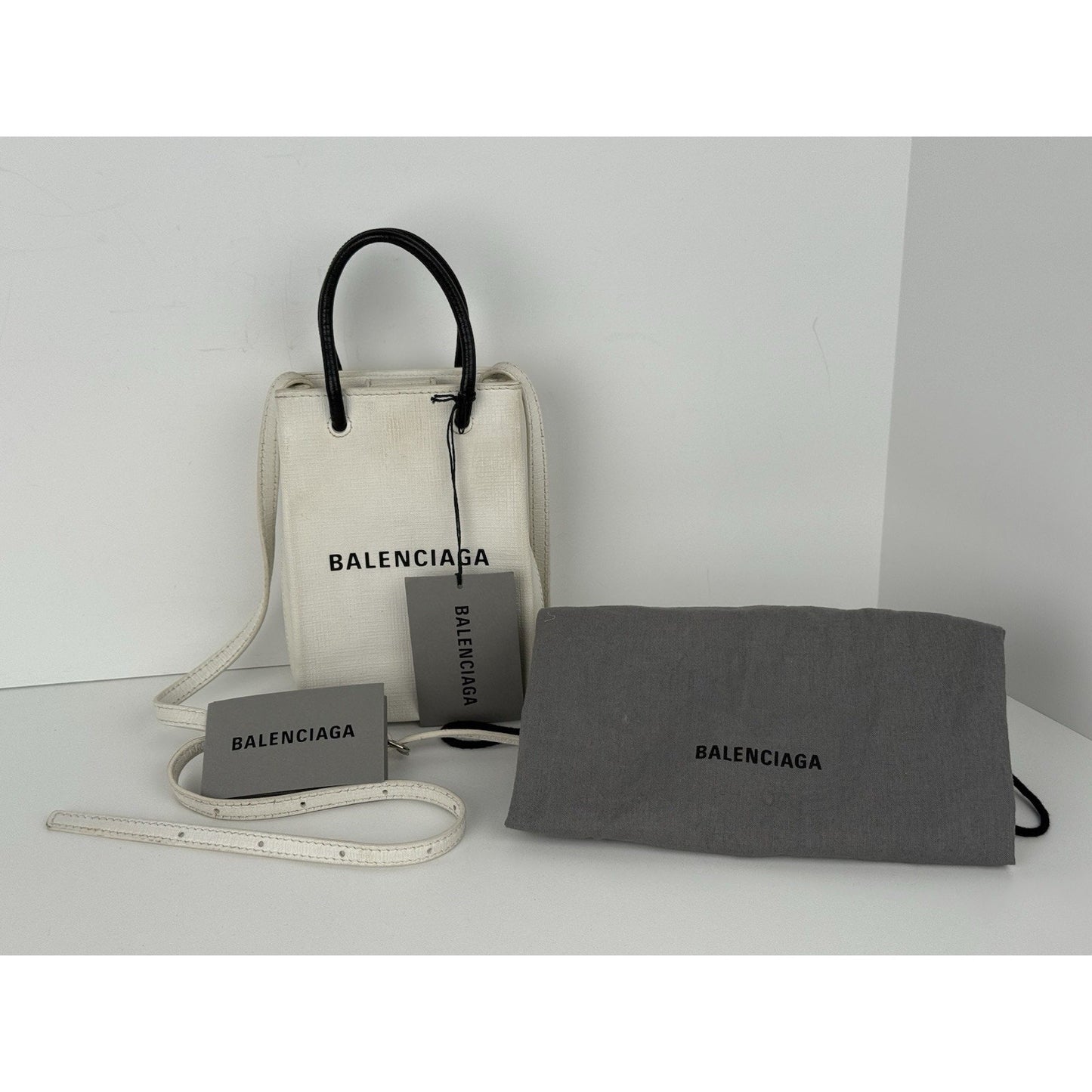 Balenciaga Leather White Phone Women's Shoulder Bag