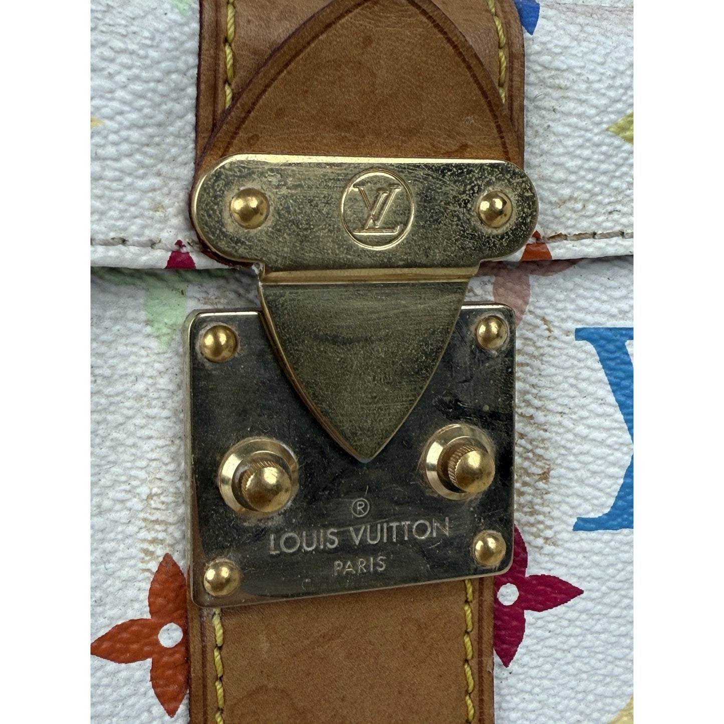 LOUIS VUITTON Speedy 30 Handbag White & Multicolor Monogram Canvas