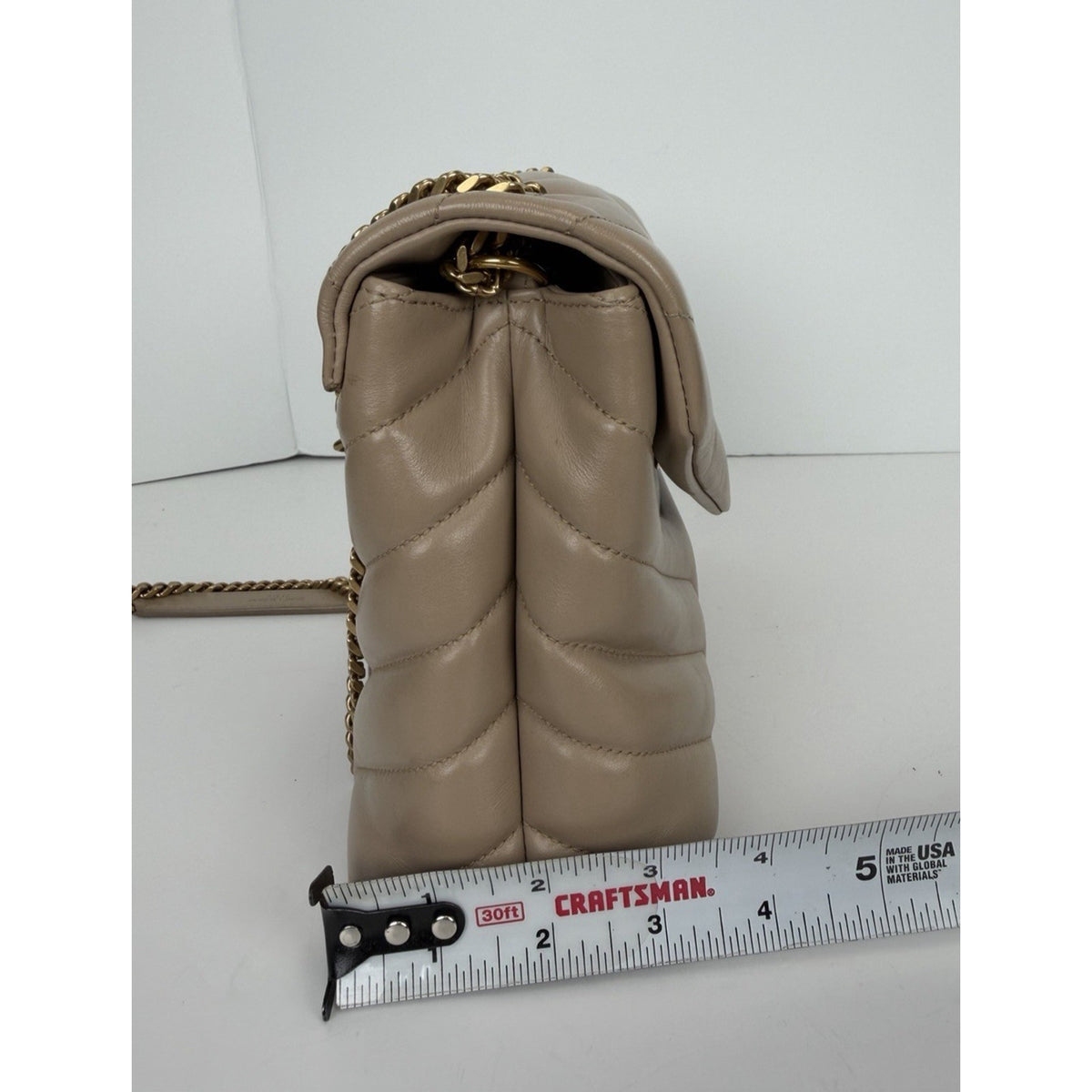 Saint Laurent Loulou Small Shoulder Bag in Beige Calfskin Quilted Leather S20