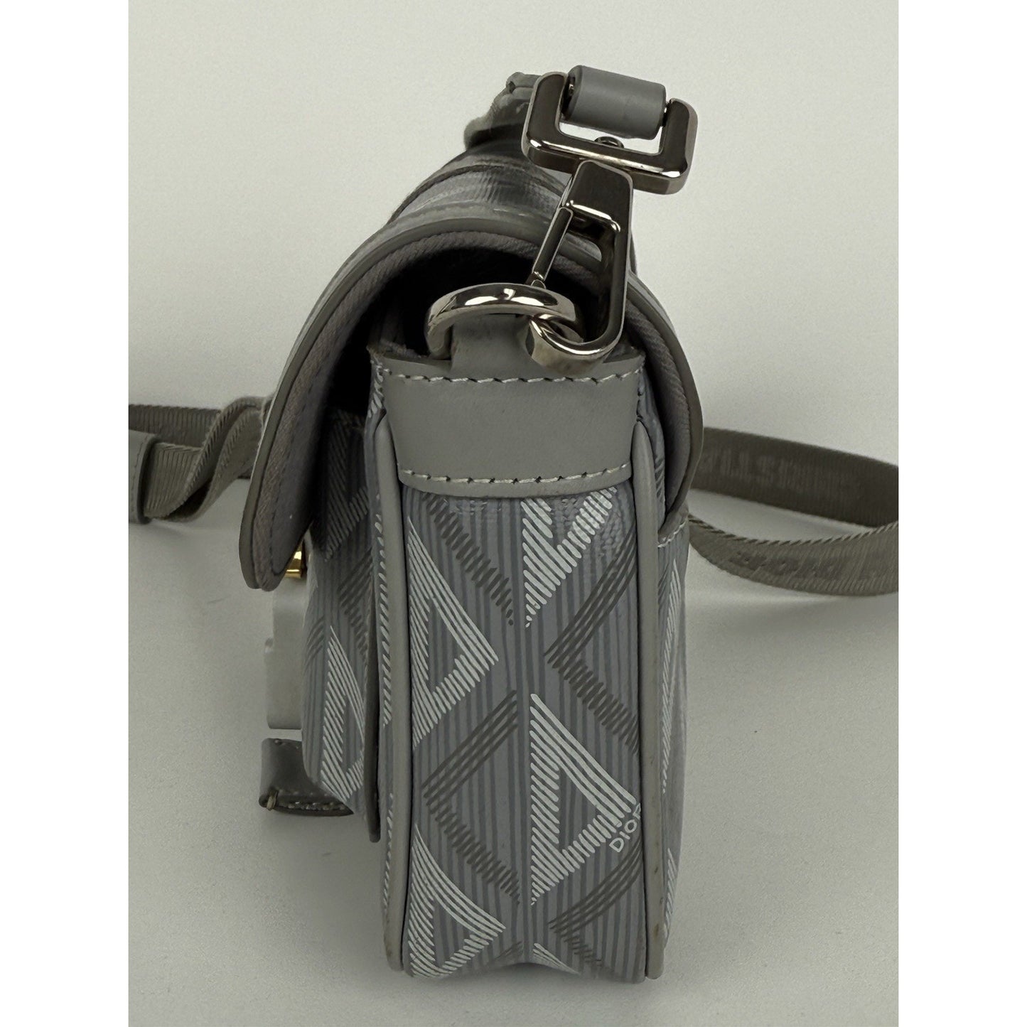 Christian Dior Hit the Road Flap Crossbody Bag CD Diamond Coated Gray Canvas