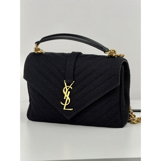 Saint Laurent College Medium Shoulder Bag in Quilted Tweed