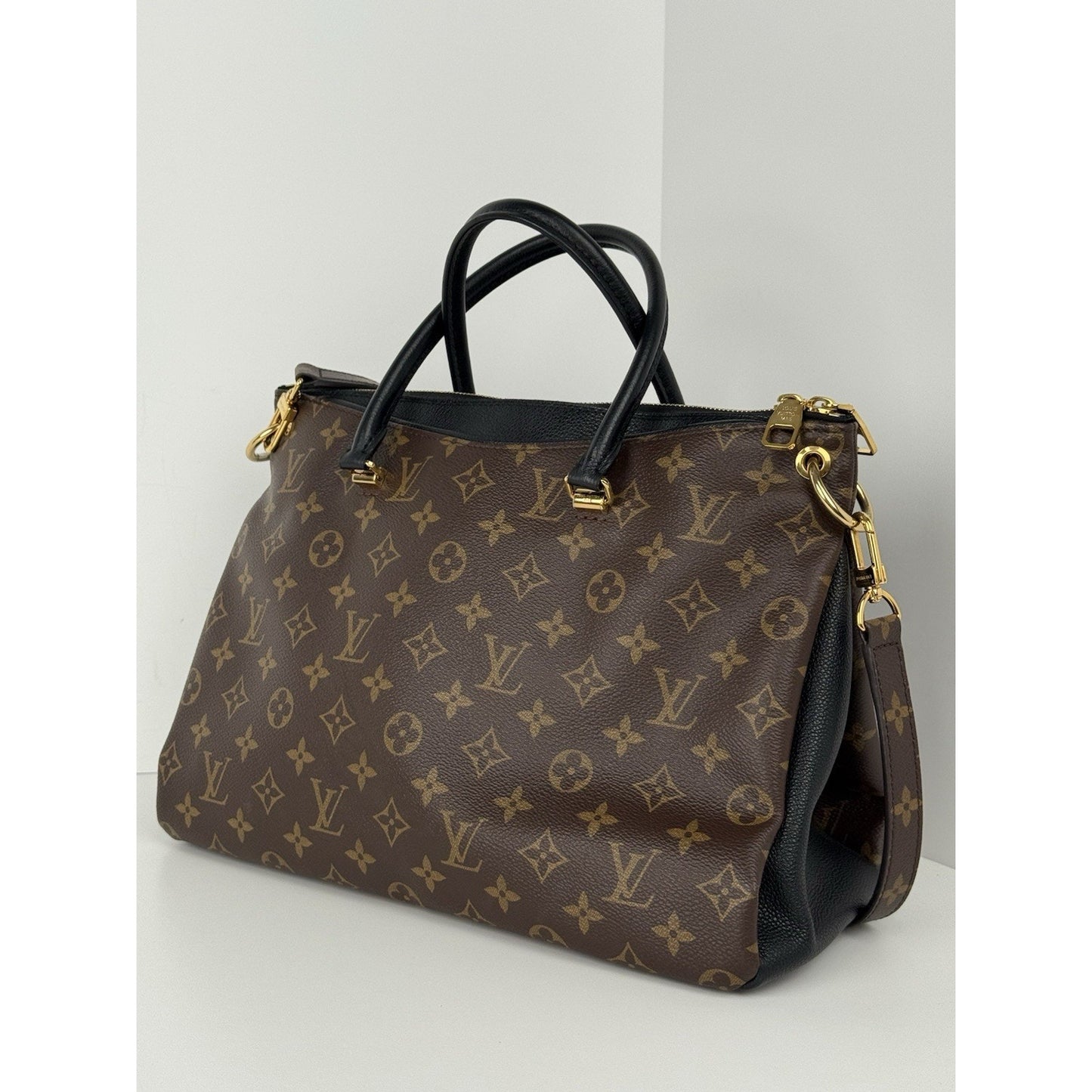 Louis Vuitton Pallas Black Interior Tote BB Brown Canvas/Leather
