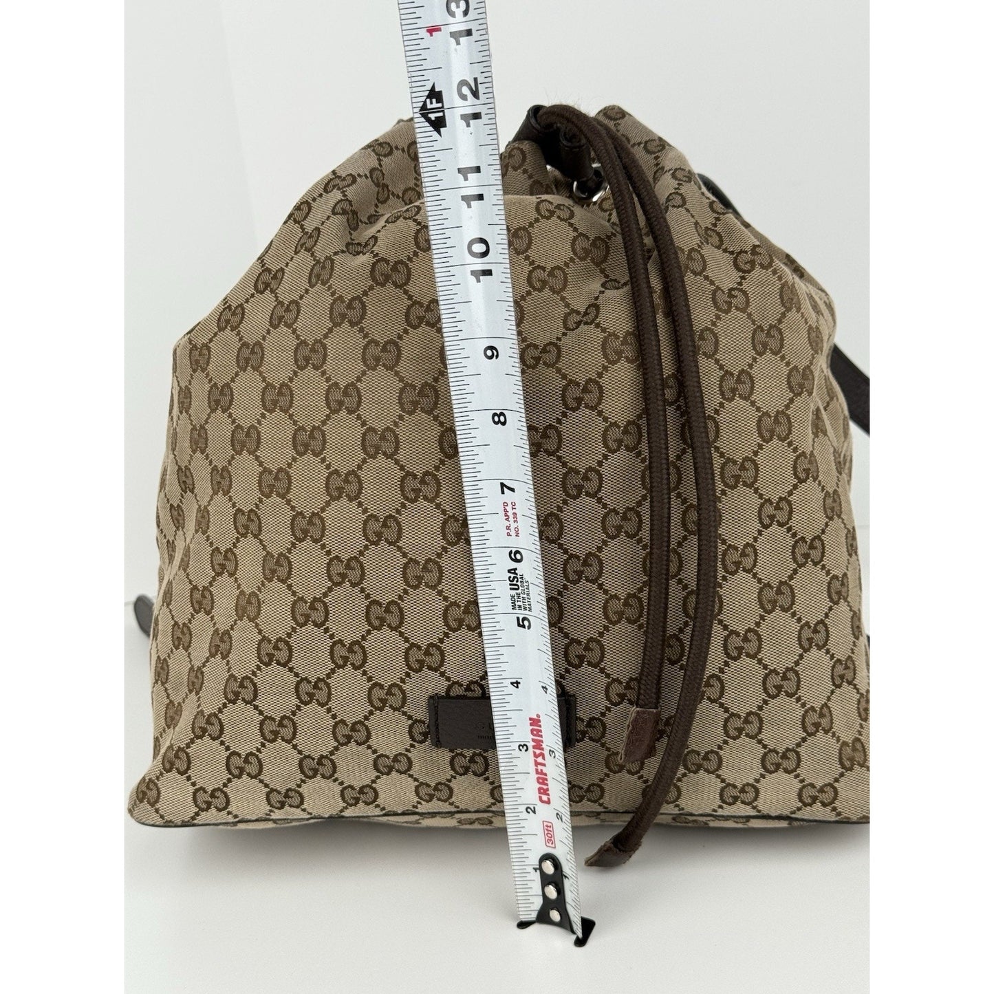 Gucci GG Brown Canvas Bucket Backpack