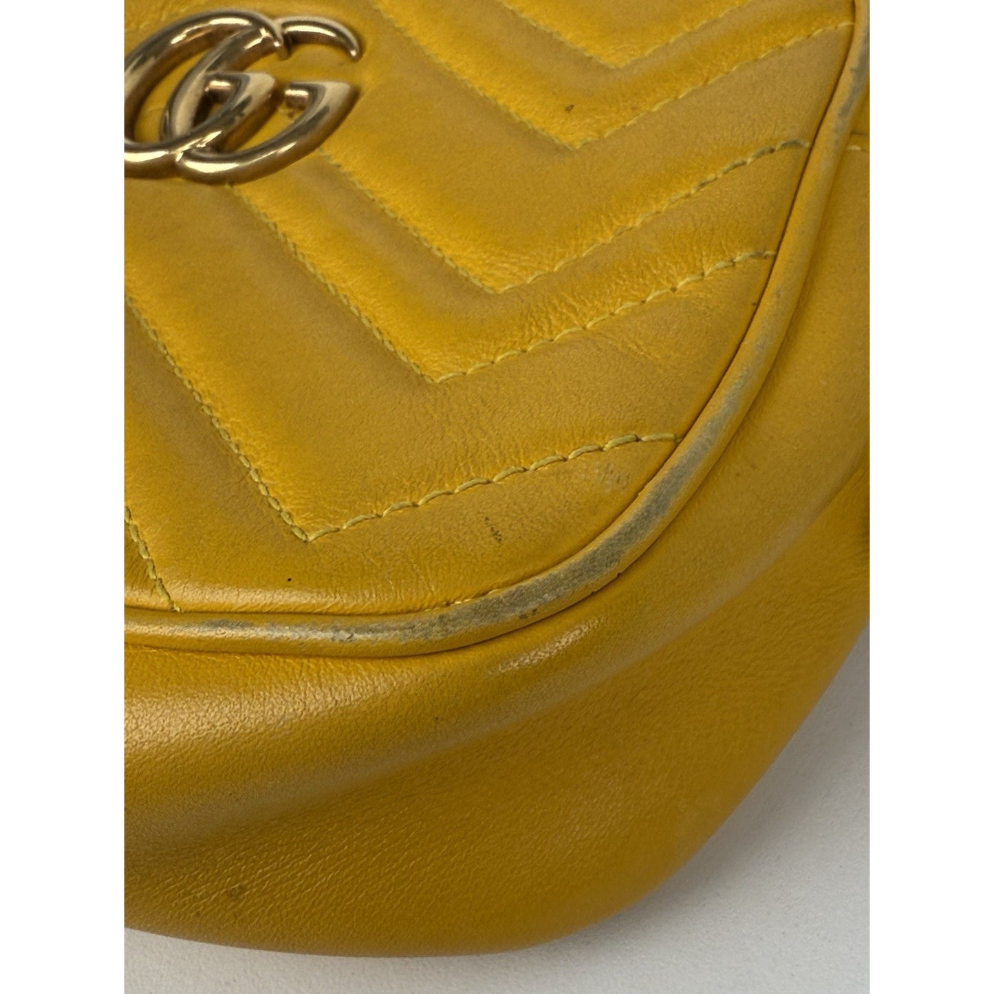 Gucci Mini Marmont Matelassé Yellow Leather Shoulder Bag