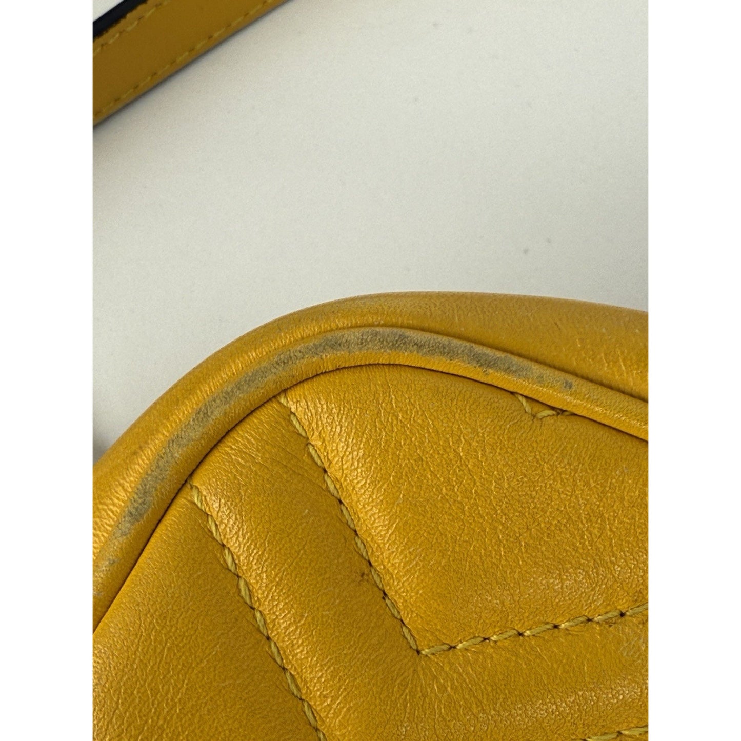 Gucci Mini Marmont Matelassé Yellow Leather Shoulder Bag