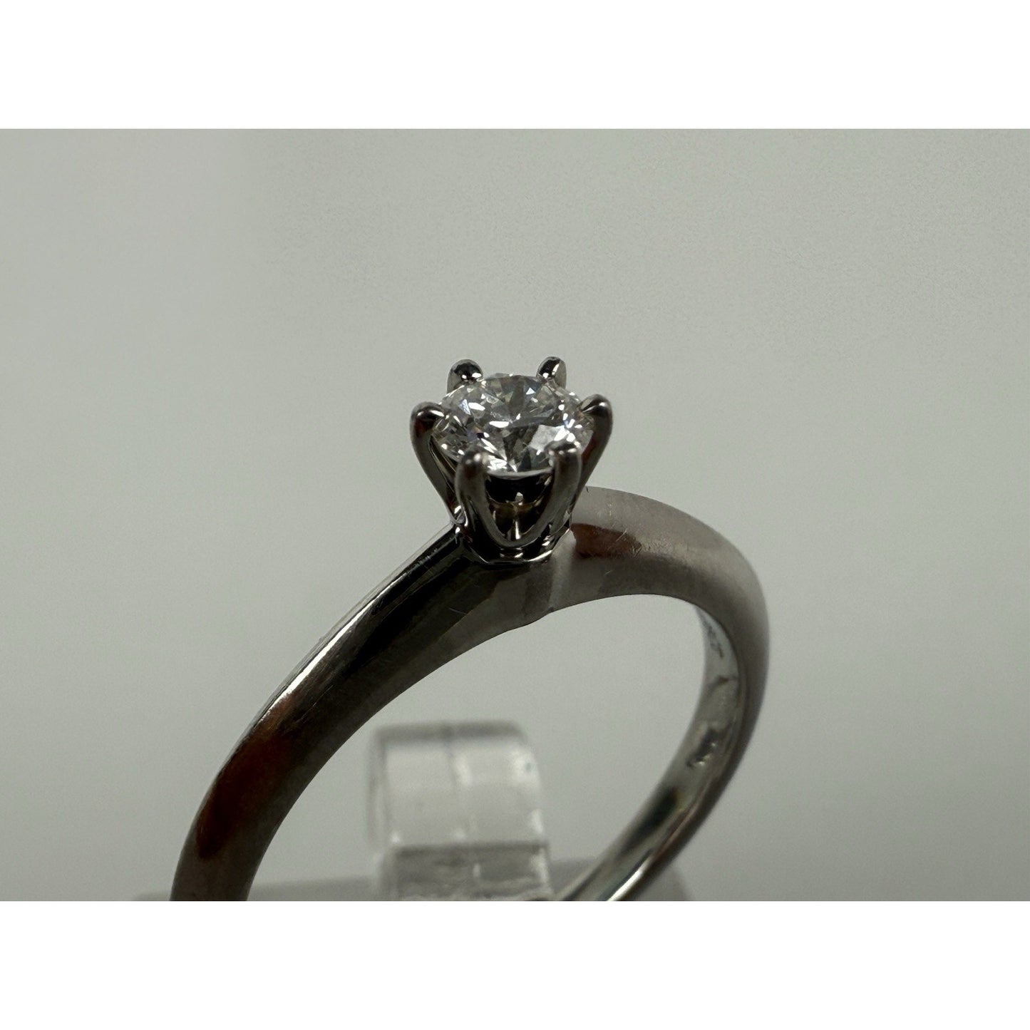 Tiffany & Co Platinum Diamond Engagement Ring 0.15 Carat Brilliant Cut Size 4.75