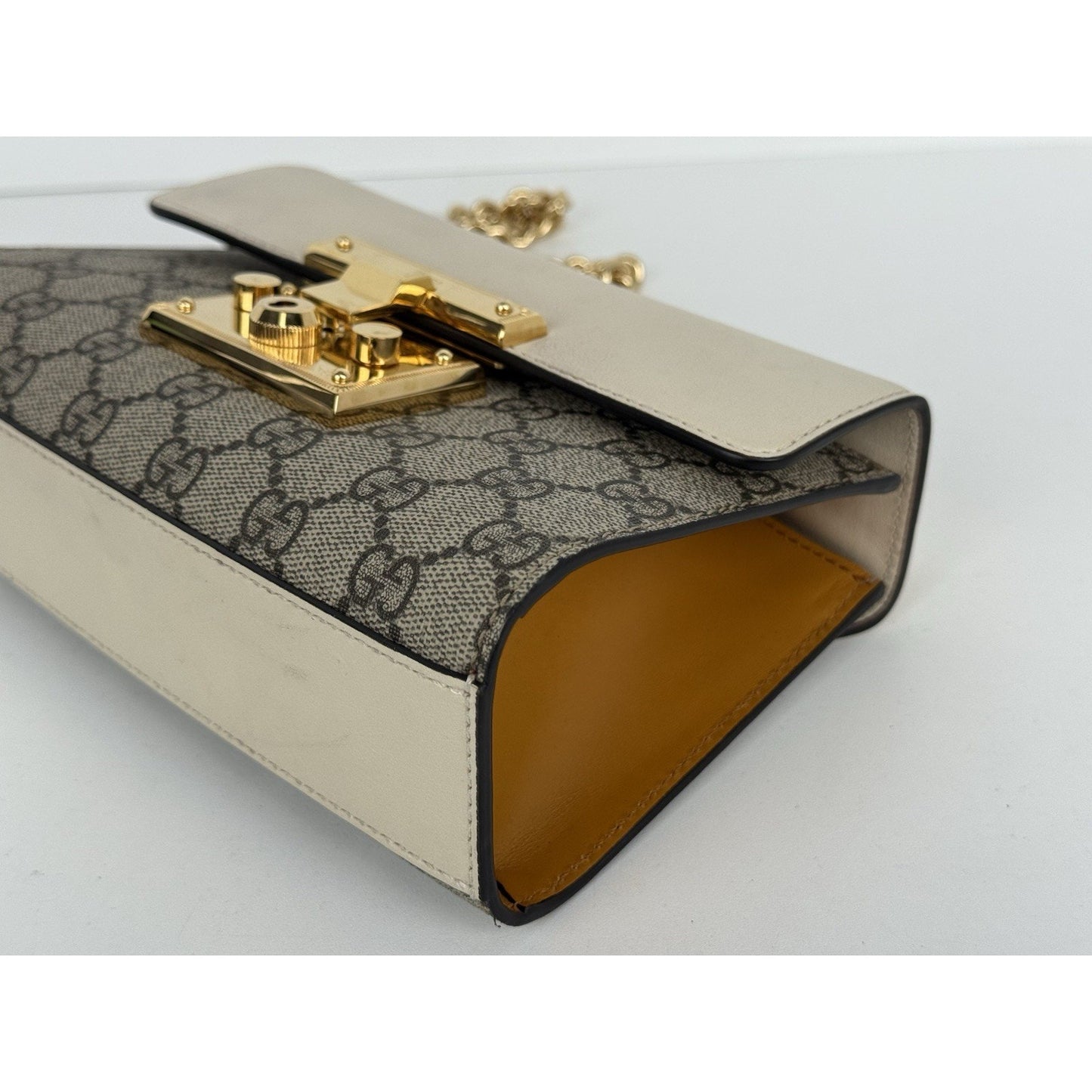 Gucci GG Supreme Monogram Small Padlock Shoulder Bag Beige with Gold Hardware