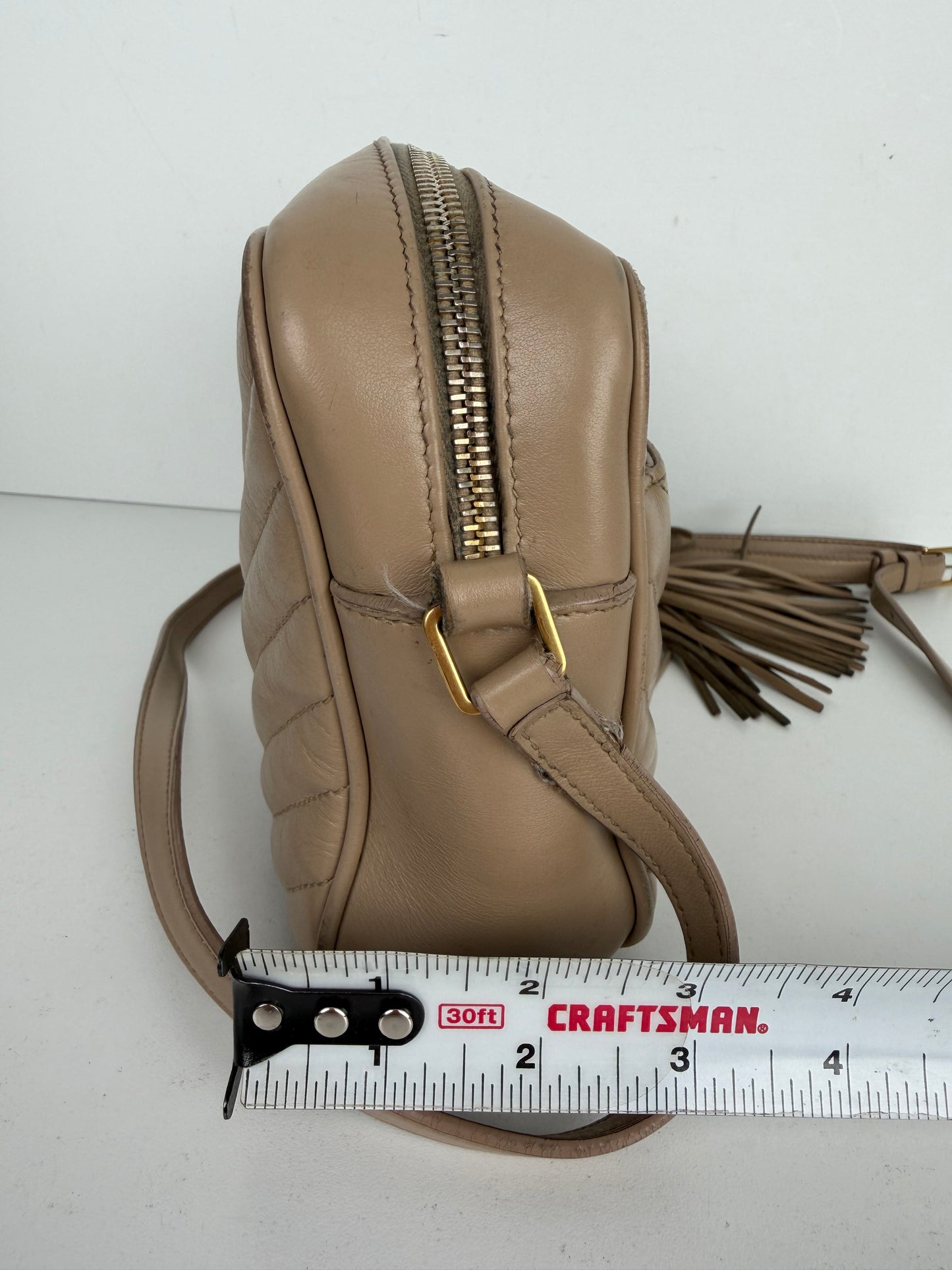 Saint Laurent Matelasse Monogram Lou Camera Bag Small in Beige Leather YS-08