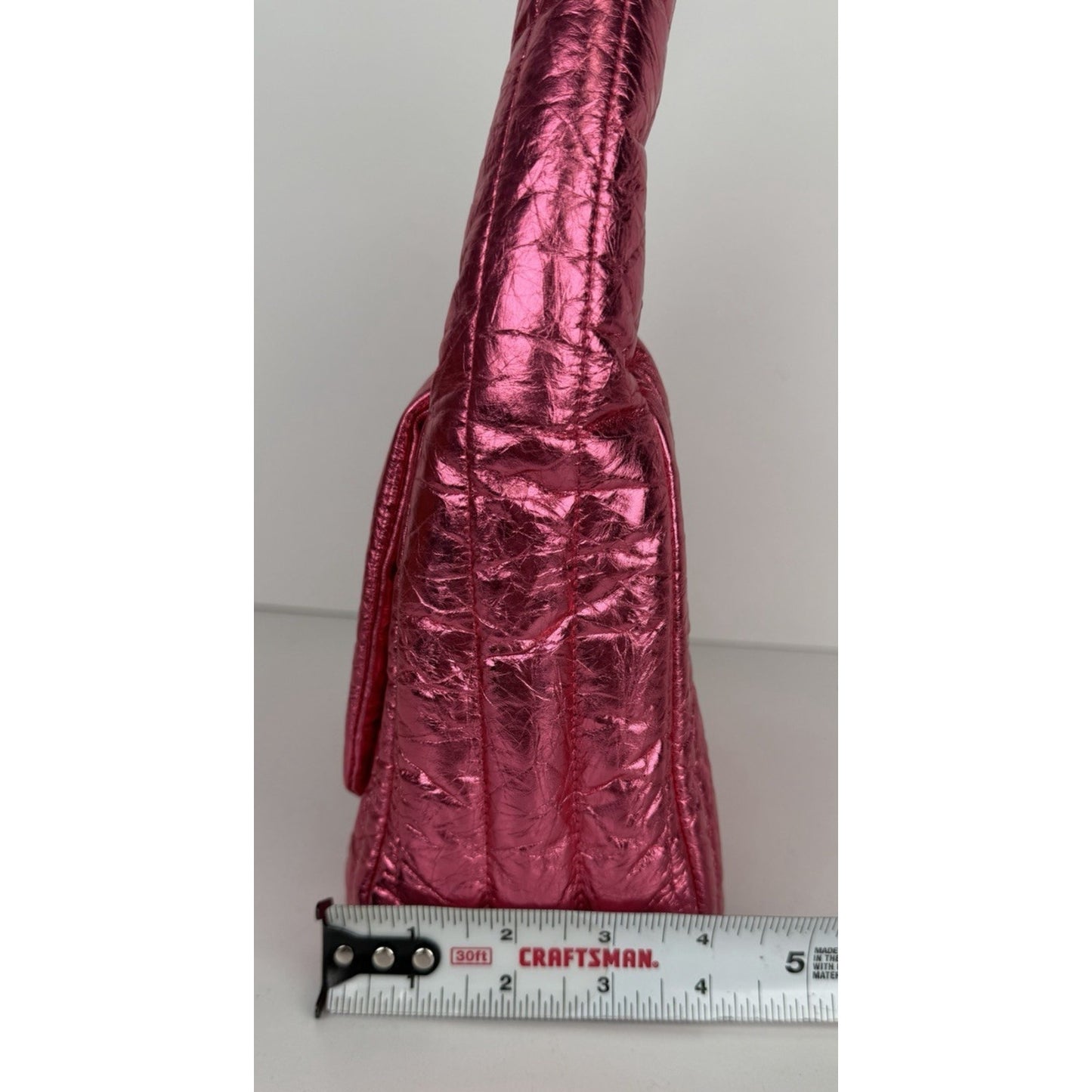 Balenciaga Monaco Small Sling Bag in Metallized Quilted Pink Calfskin E6