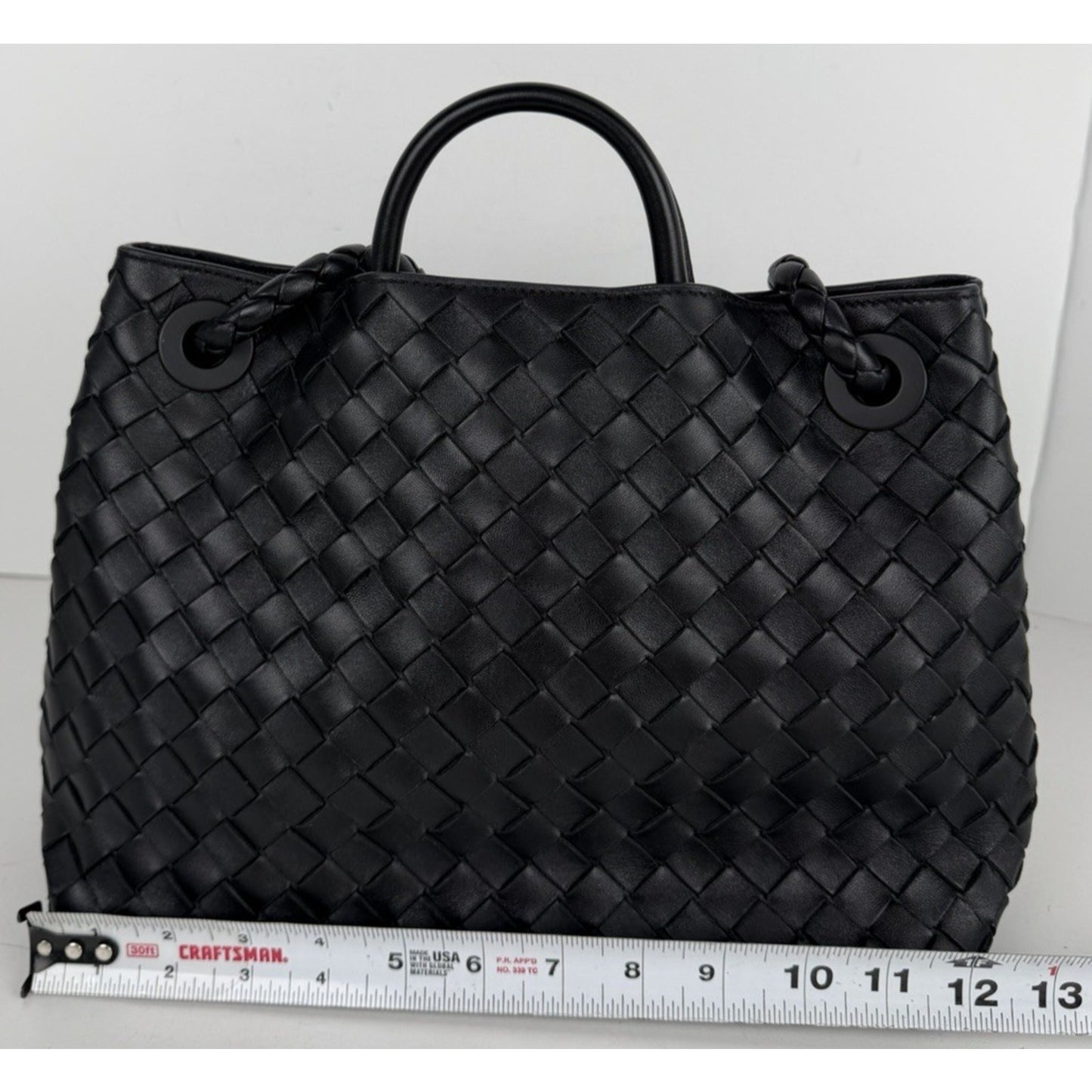Bottega Veneta Andiamo Tote Small Bag in Black Intrecciato Leather D-4