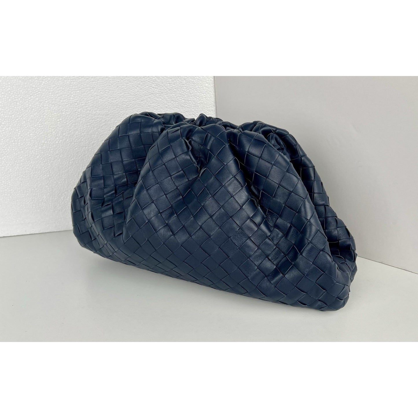 Bottega Veneta The Pouch Intrecciato Leather Blue