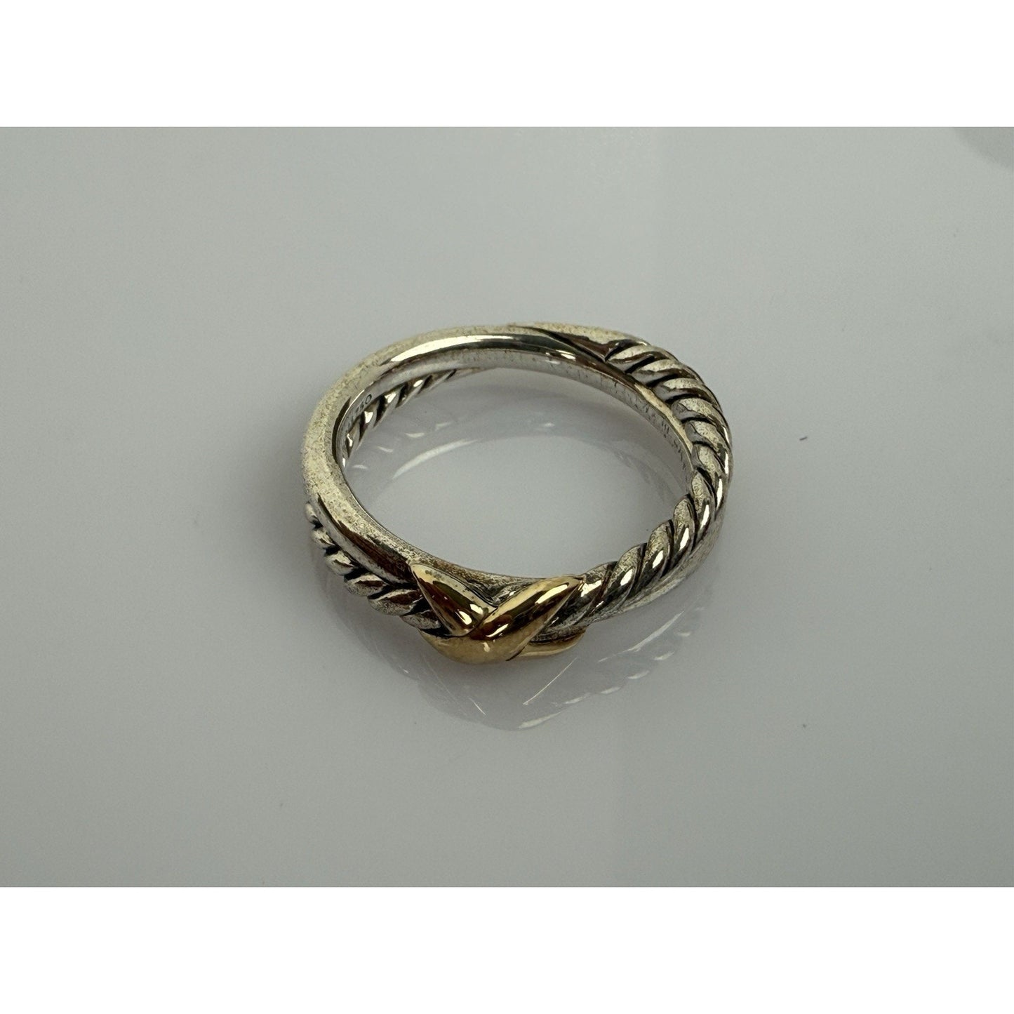 David Yurman Petite X Ring 4mm Steerling Silver & 18K Gold