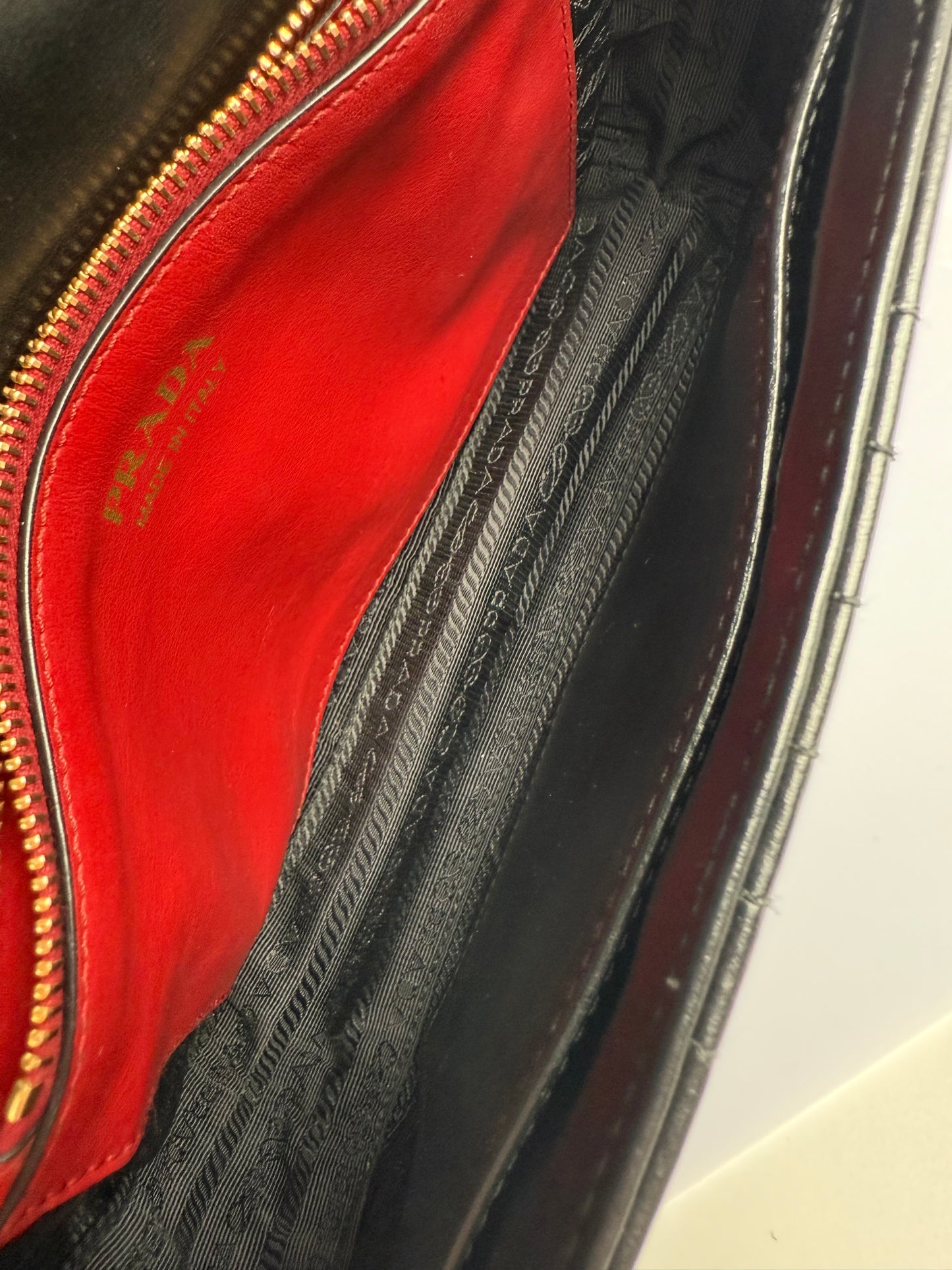 Prada Diagramme Black Leather Should Bag