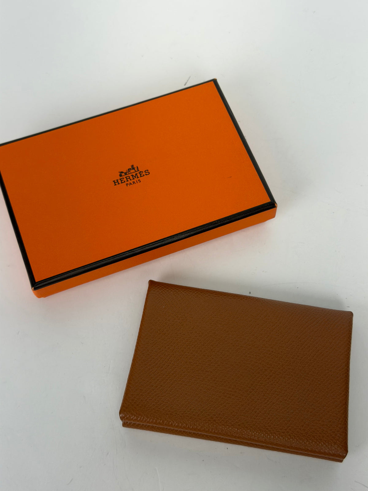Hermes Calvi Duo Compact Card Holder in Gold Epsom Calfskin YK2