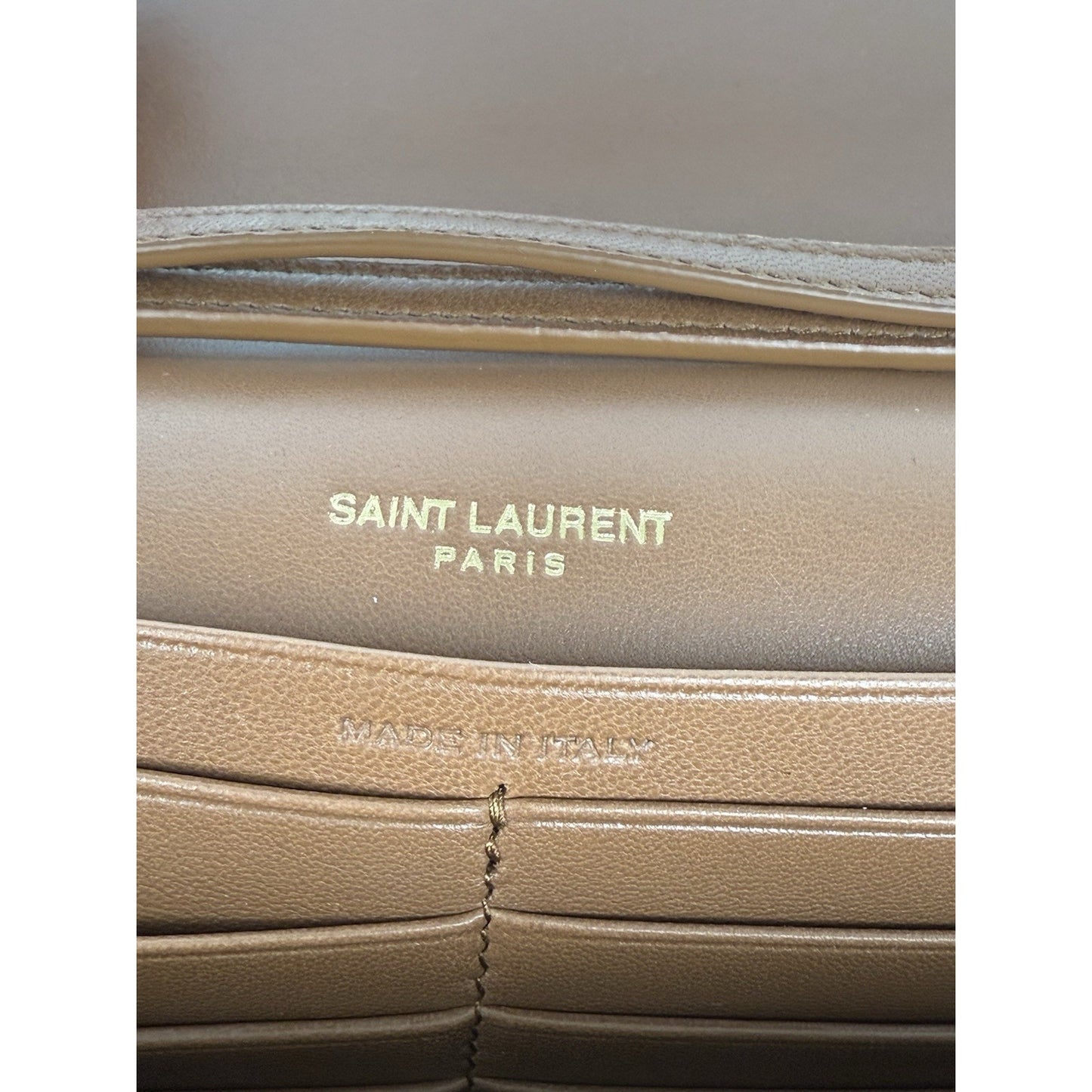 Saint Laurent Cassandre Quiltted Chain Strap Crossbody Women's Bag Brown