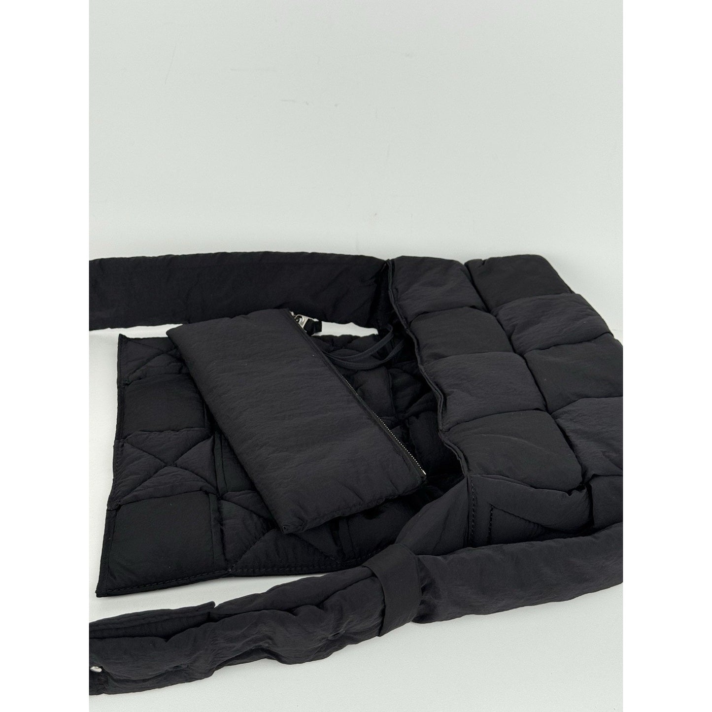 BOTTEGA VENETA Maxi Padded Tech Cassette Shoulder Bag Black Nylon Shoulder Bag