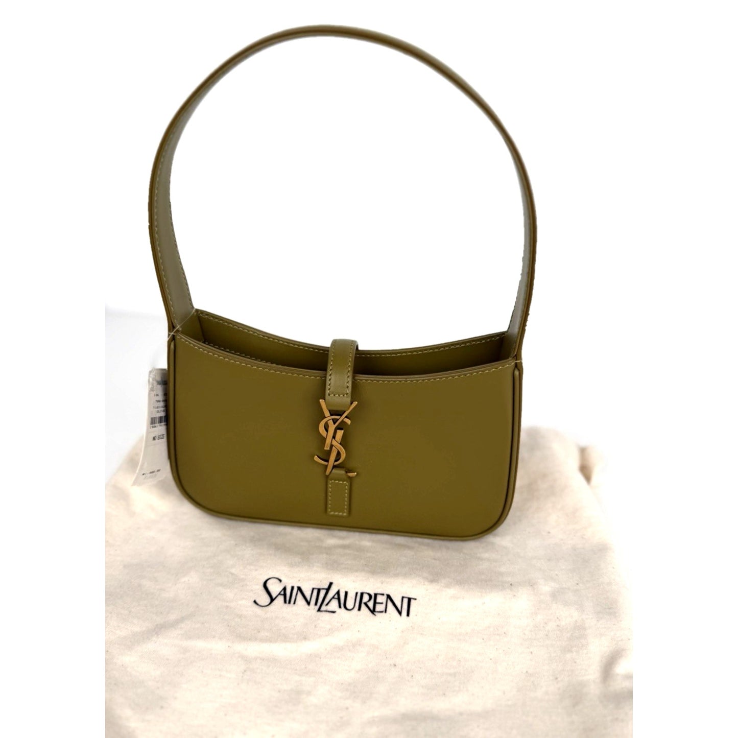 Saint Laurent Le 5 A 7 Mini Shoulder Bag in Vert Olive Calfskin Leather S14