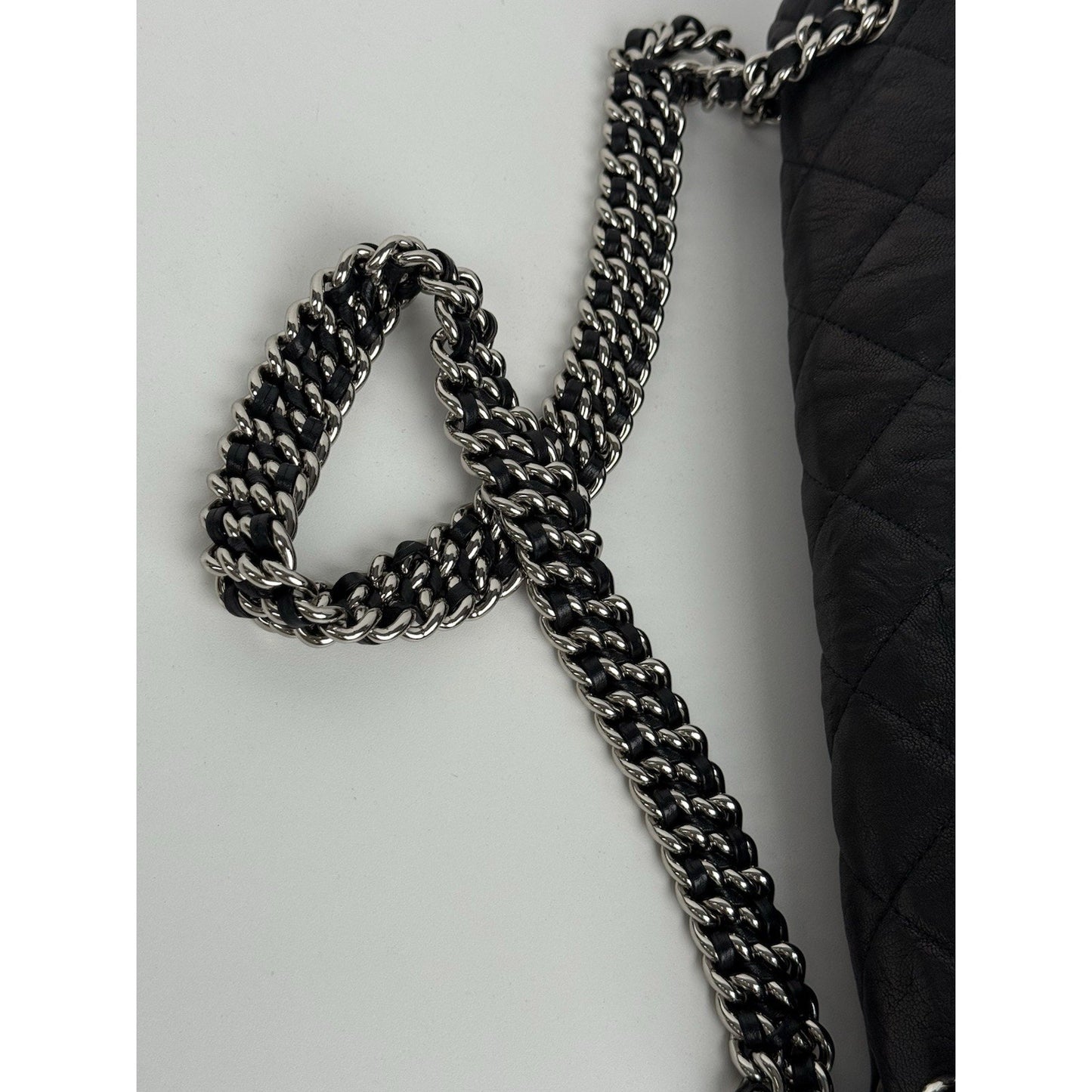 Chanel Paris-Dallas Maxi Chain Around Flap Bag Quilted Black Leather