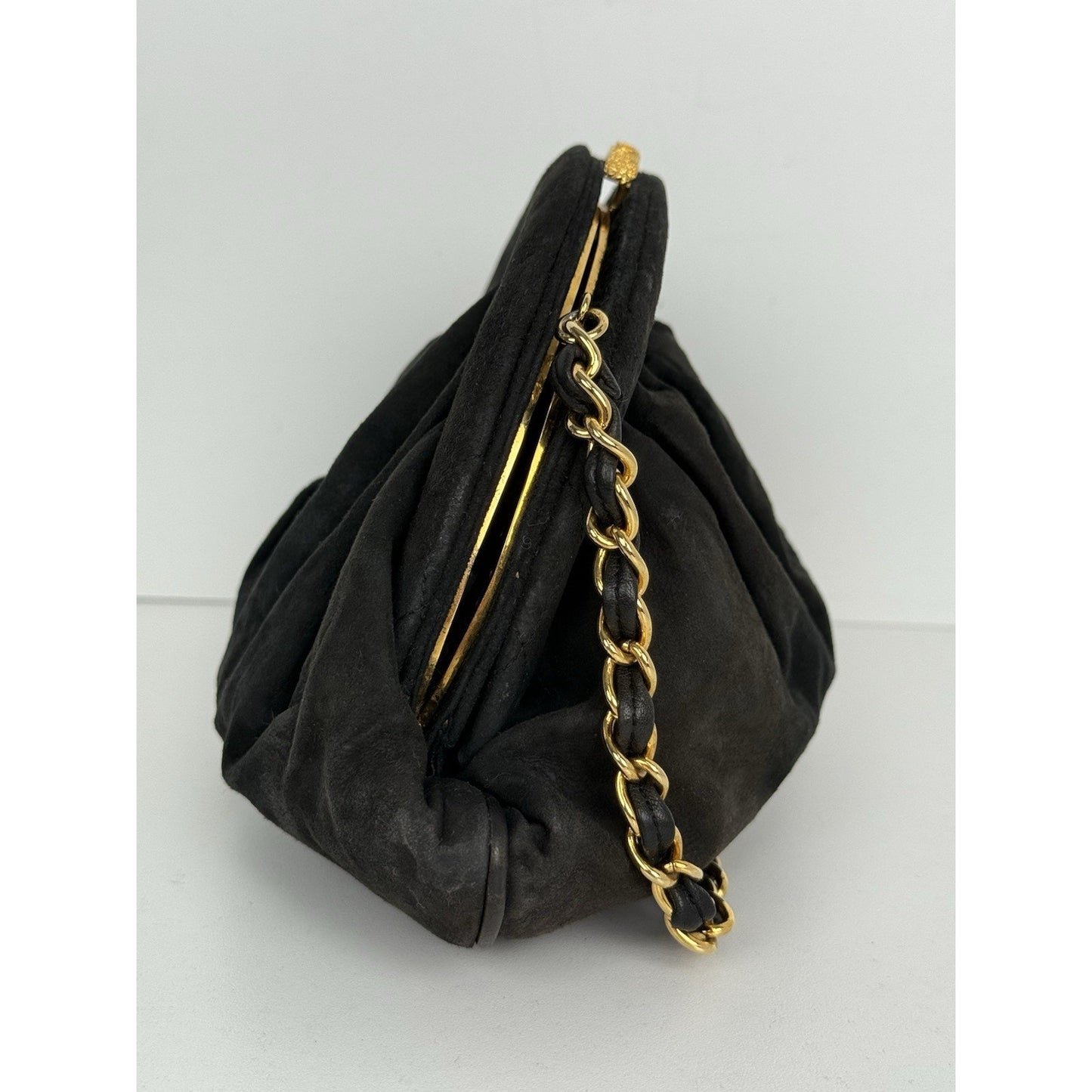 Chanel CC Matelassé Fringe Chain Shoulder Vintage Bag Black with Gold Hardware