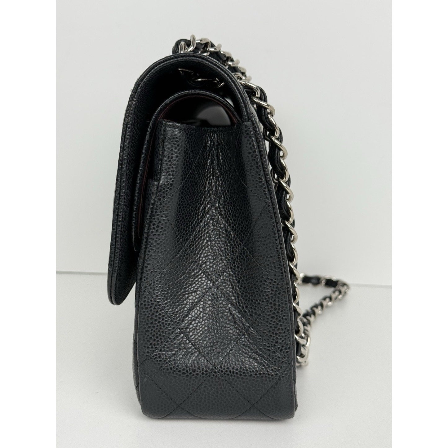 Chanel Classic Caviar Jumbo Double Flap Bag Black with Silver Hardware B-2