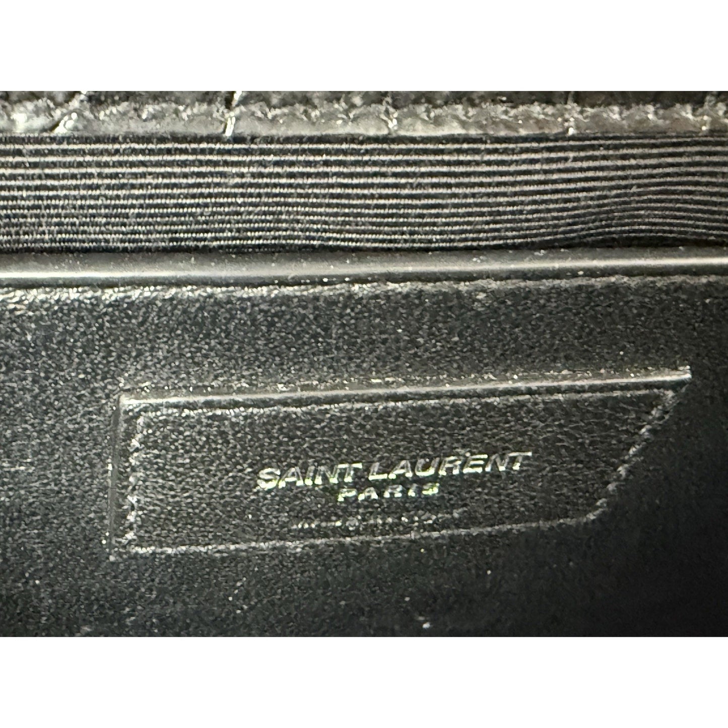 Saint Laurent Kate Tassel Croc-Embossed Leather Shoulder Bag in Black