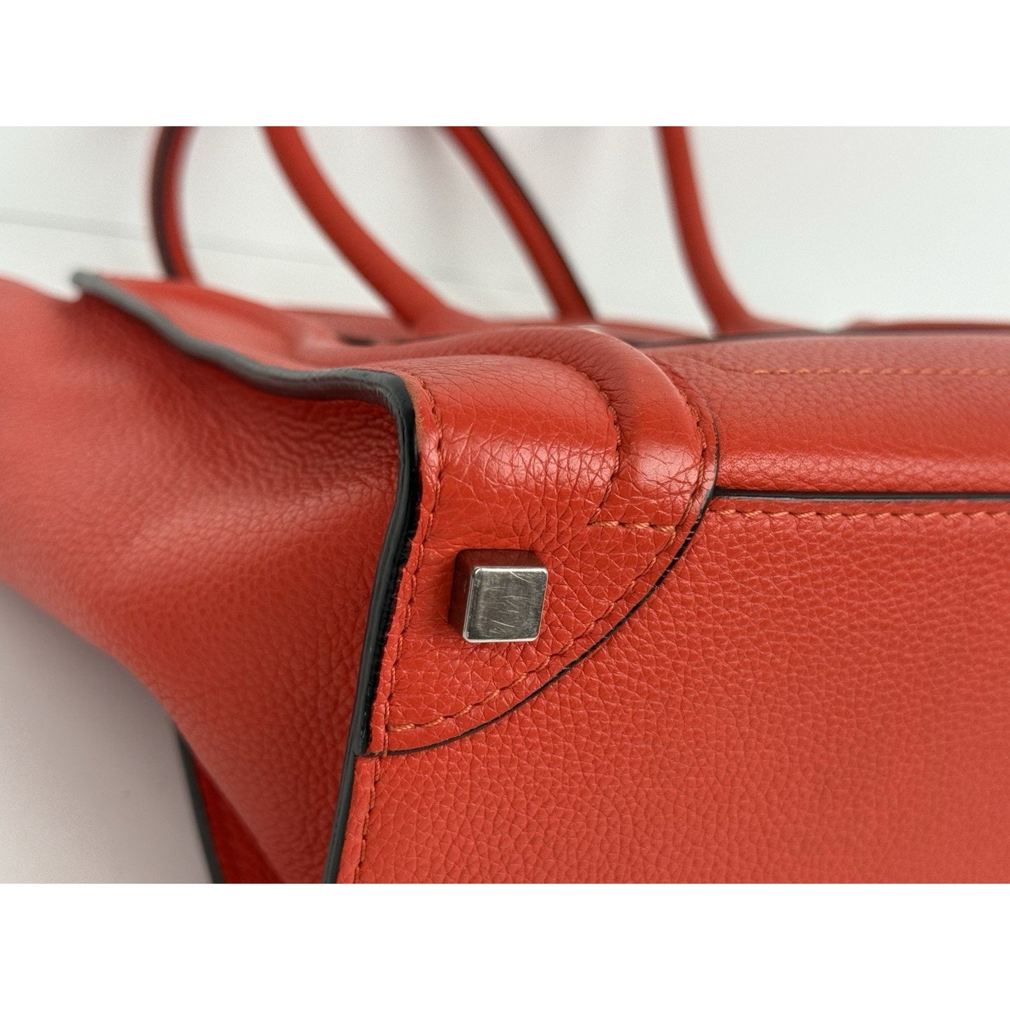Céline Mini Luggage Tote Red-Orange Leather Handbag