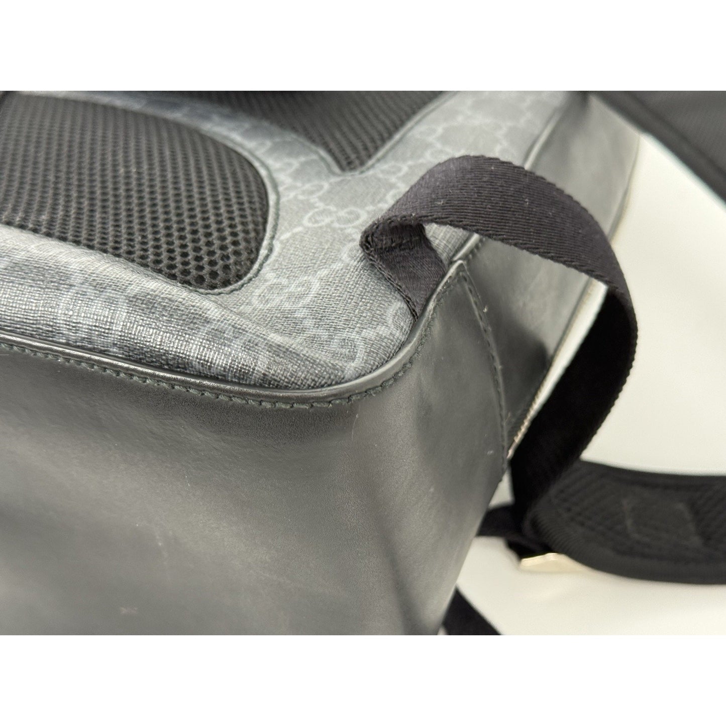 Gucci GG Supreme Black/Grey Coated Canvas Vintage Web Backpack