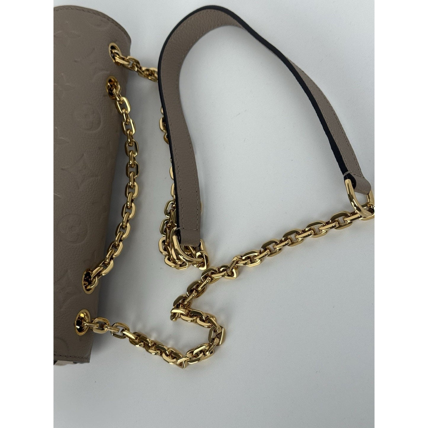 LOUIS VUITTON LV GHW Marceau Momogram Empreinte Beige Leather Shoulder Bag
