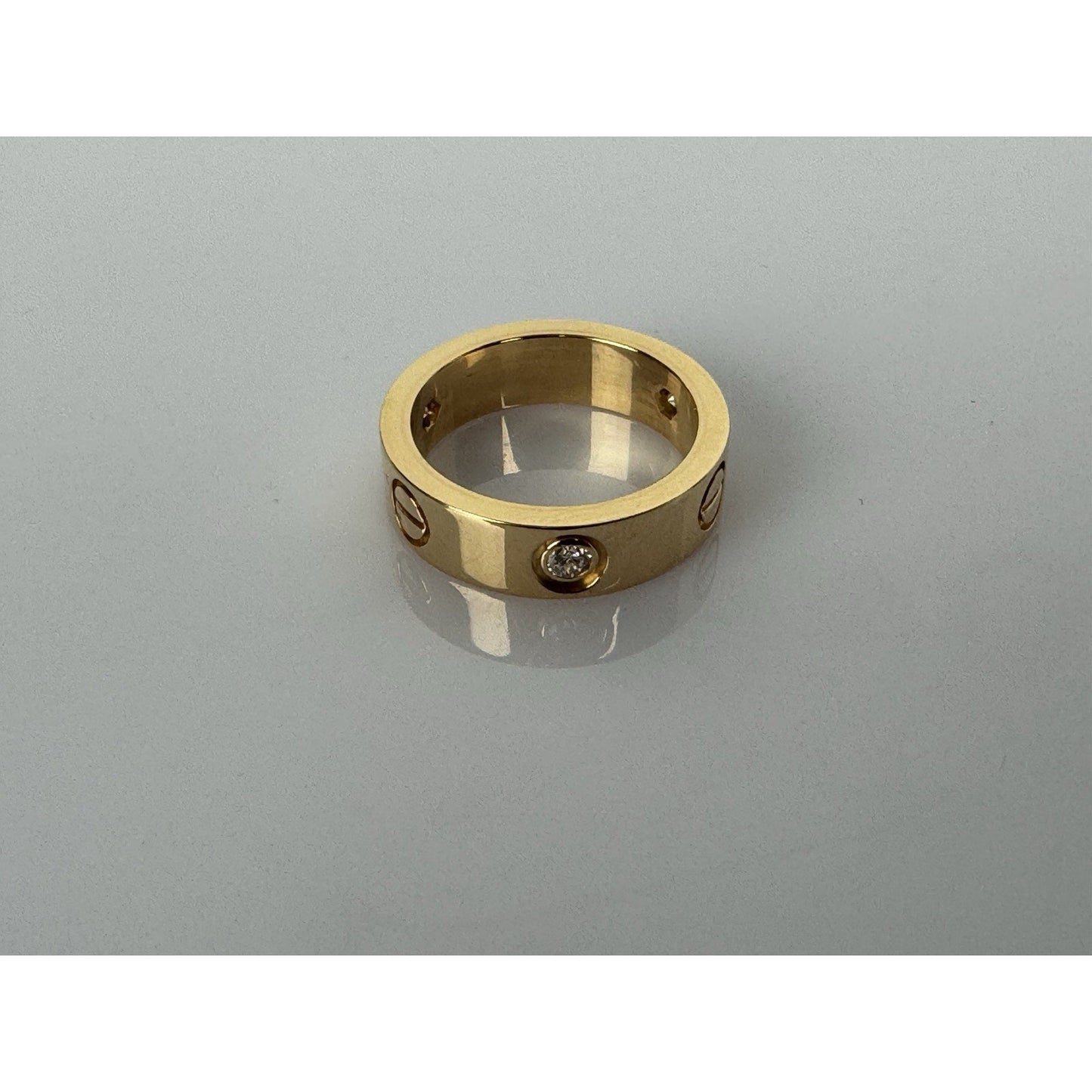 Cartier Love Classic 3-Diamond Band Ring in 18K Yellow Gold, Size 6