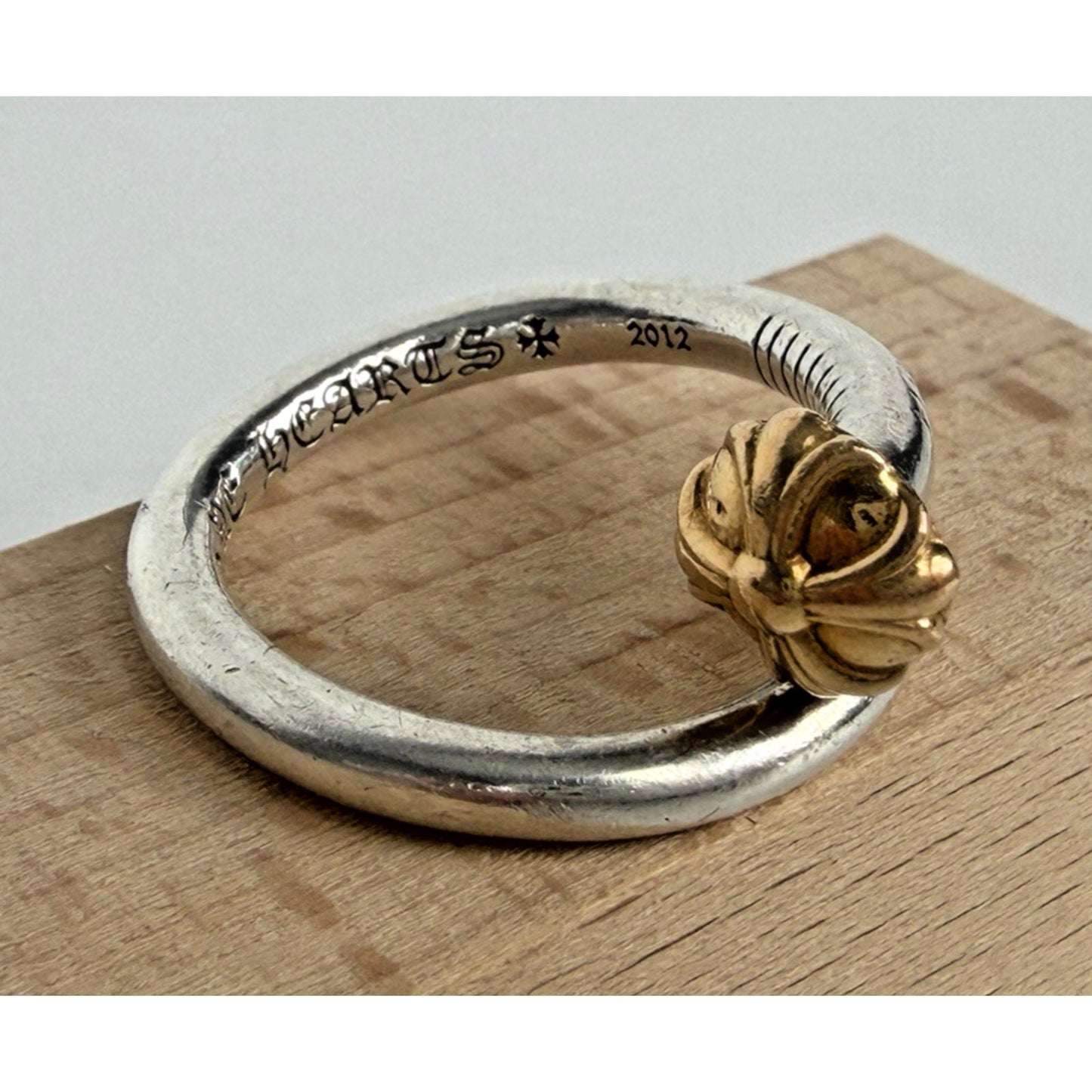Chrome Hearts 22K Gold Nail Silver Cross Ring
