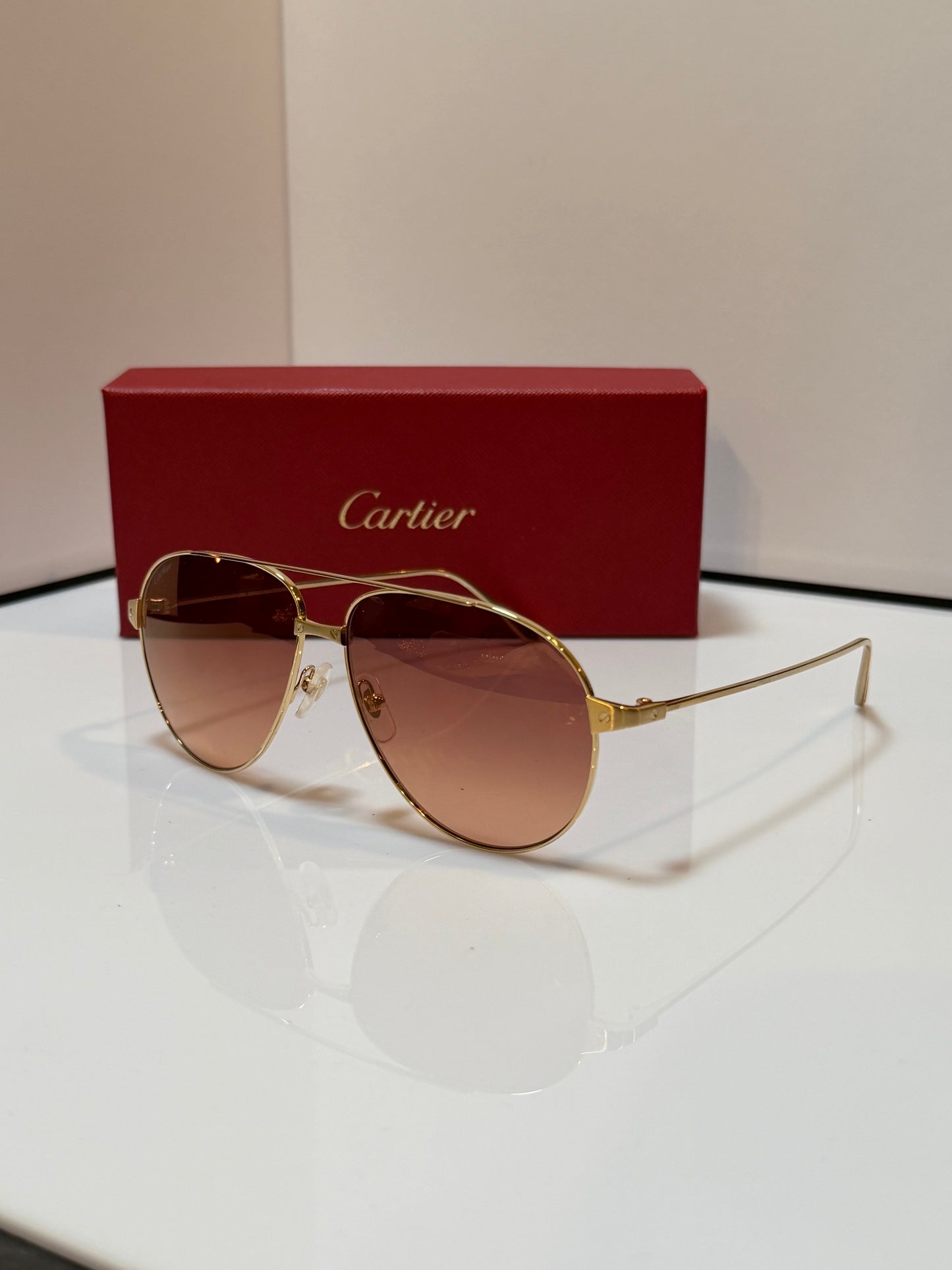 Cartier Santos Aviator Sunglasses CTO298S Gold