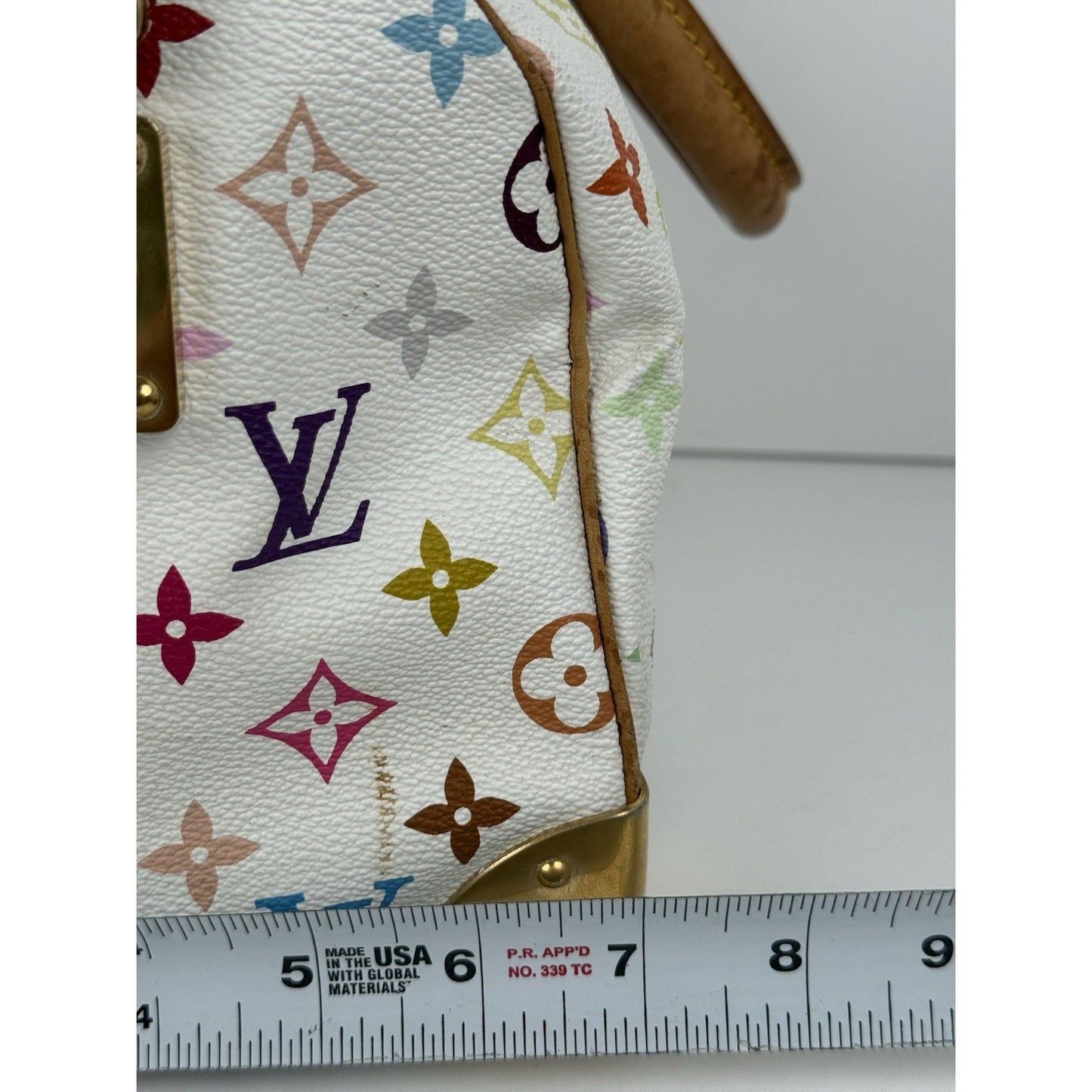 LOUIS VUITTON Speedy 30 Handbag White & Multicolor Monogram Canvas