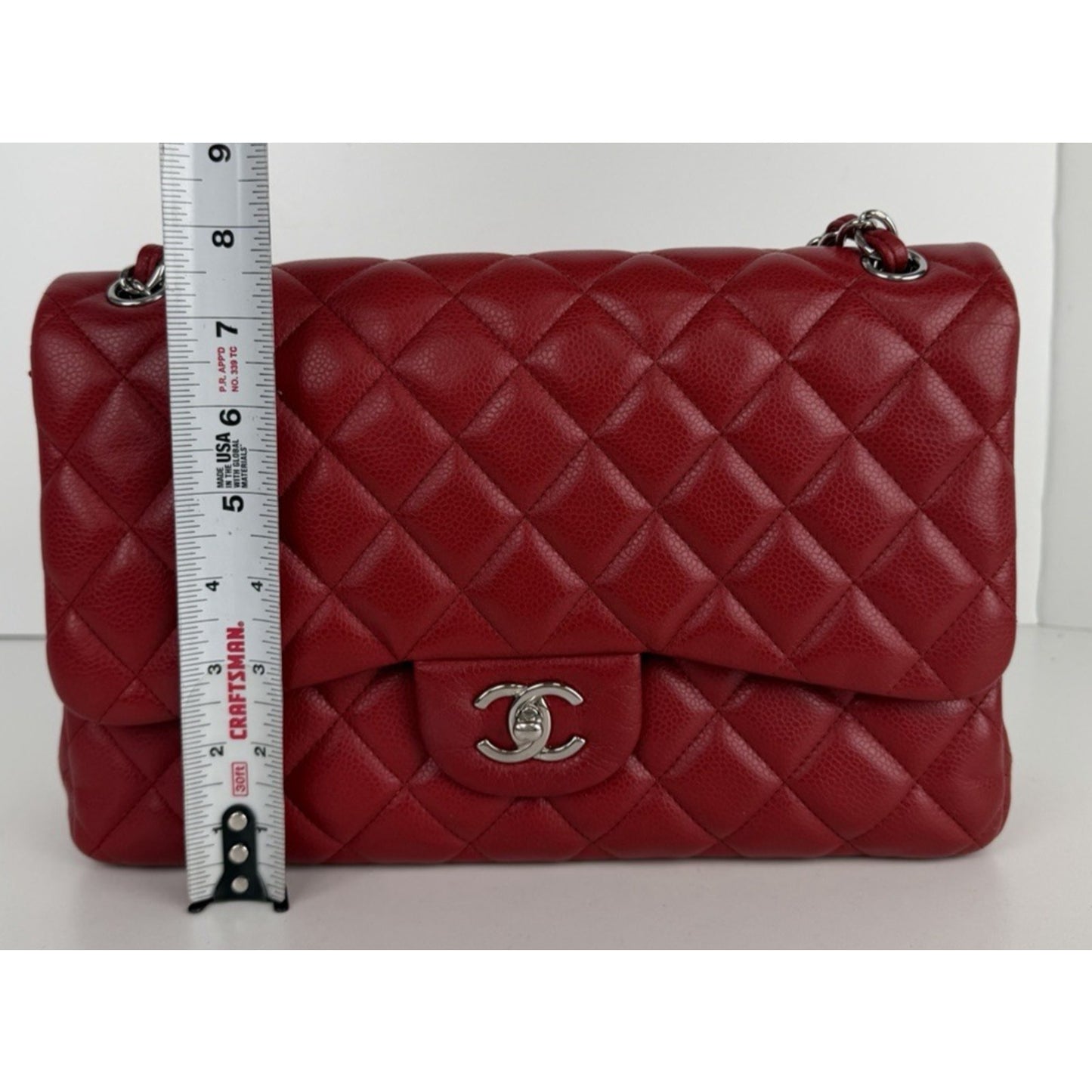 Chanel Classic Double Flap Jumbo Shoulder Bag in Red Leather 2011 D-1