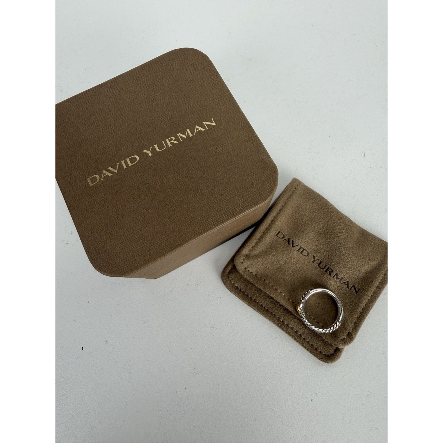 David Yurman X Band Cable Ring Sterling Silver 18k Yellow Gold Size 6
